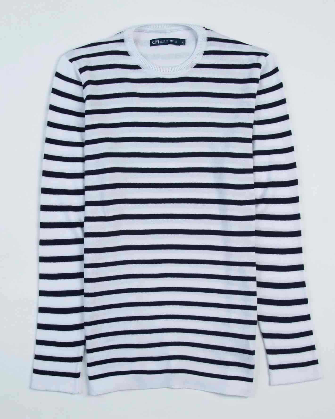 Saco Cuello Redondo Algodón Raya Azul Oscuro - miniatura 5