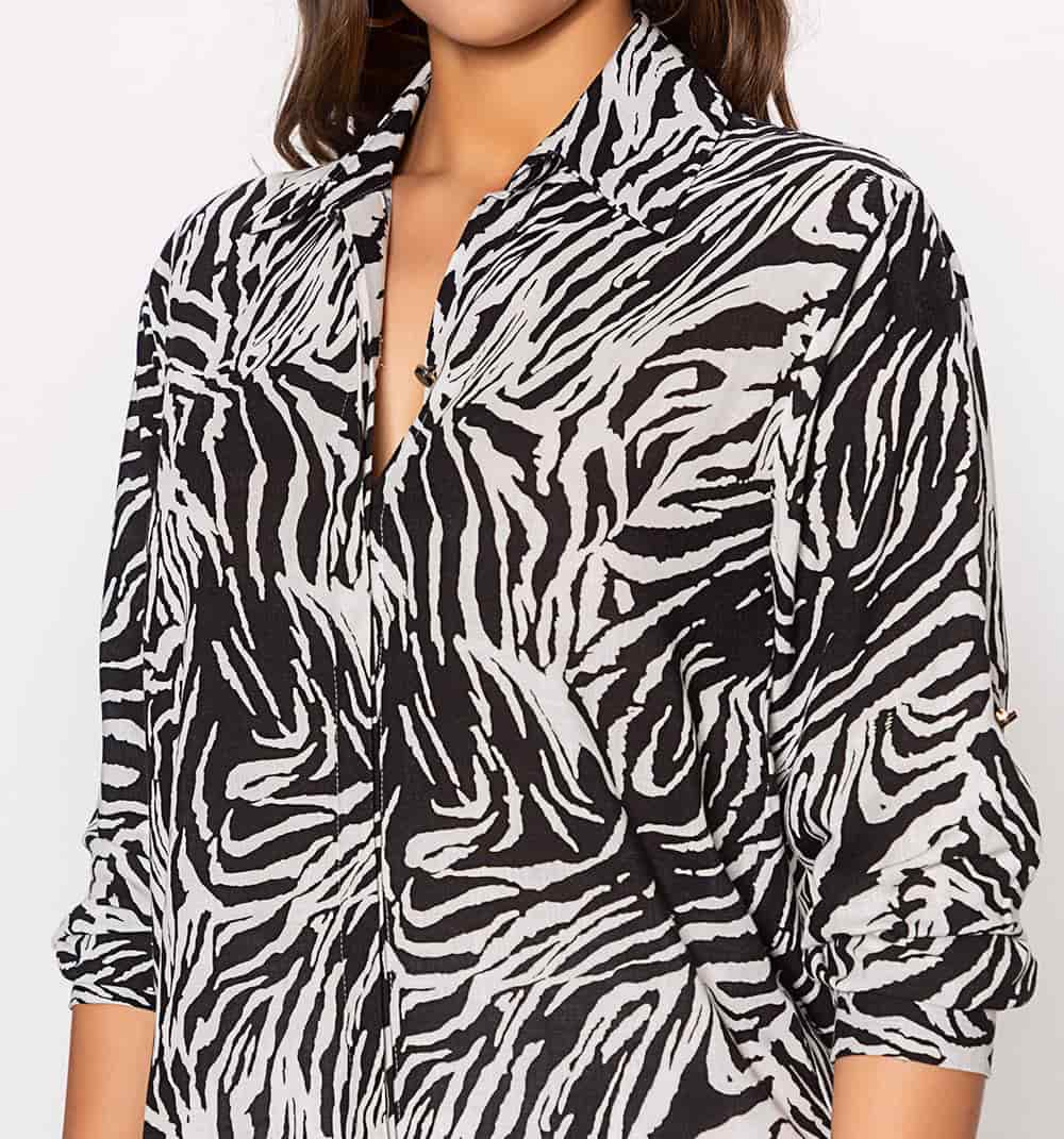 Blusa camisera manga 3/4 c0n charretera - miniatura 4