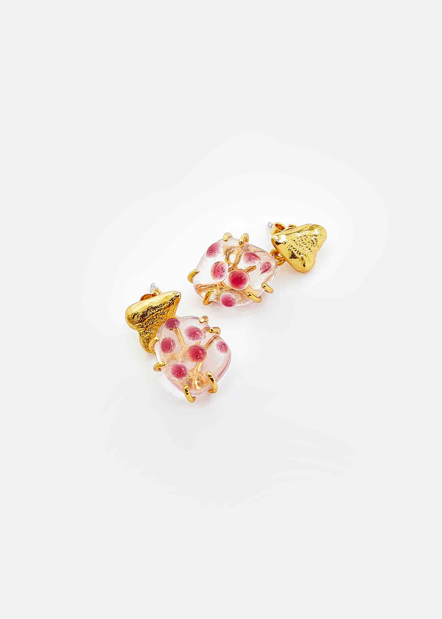 Aretes mini cuarzo pétalos Berry - miniatura 1