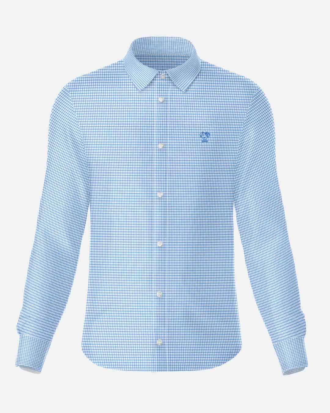 Camisa Performance Antiarrugas Cuadros Textura Azul claro - miniatura 9