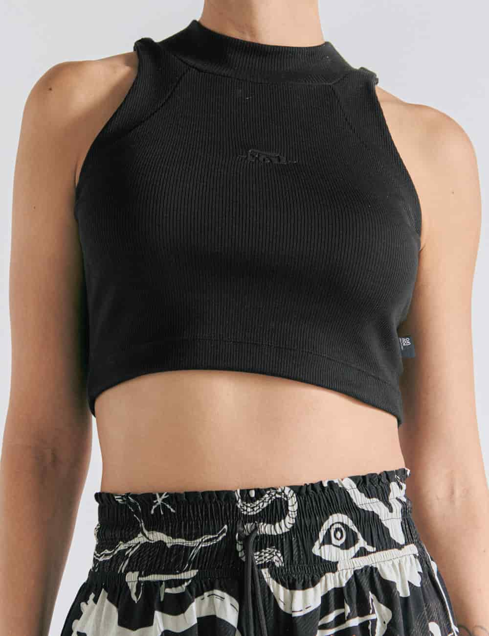Crop Top Raglan  negro Mujer - miniatura 1