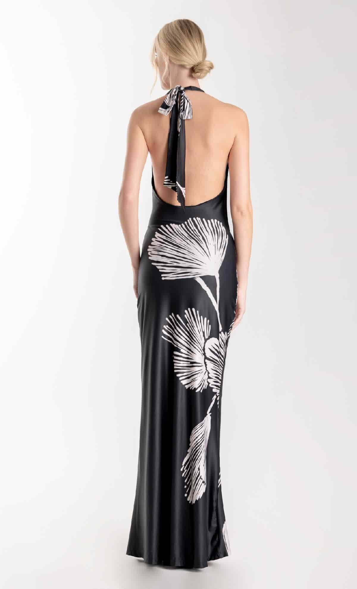Vestido largo para mujer Moonflower Black - miniatura 4