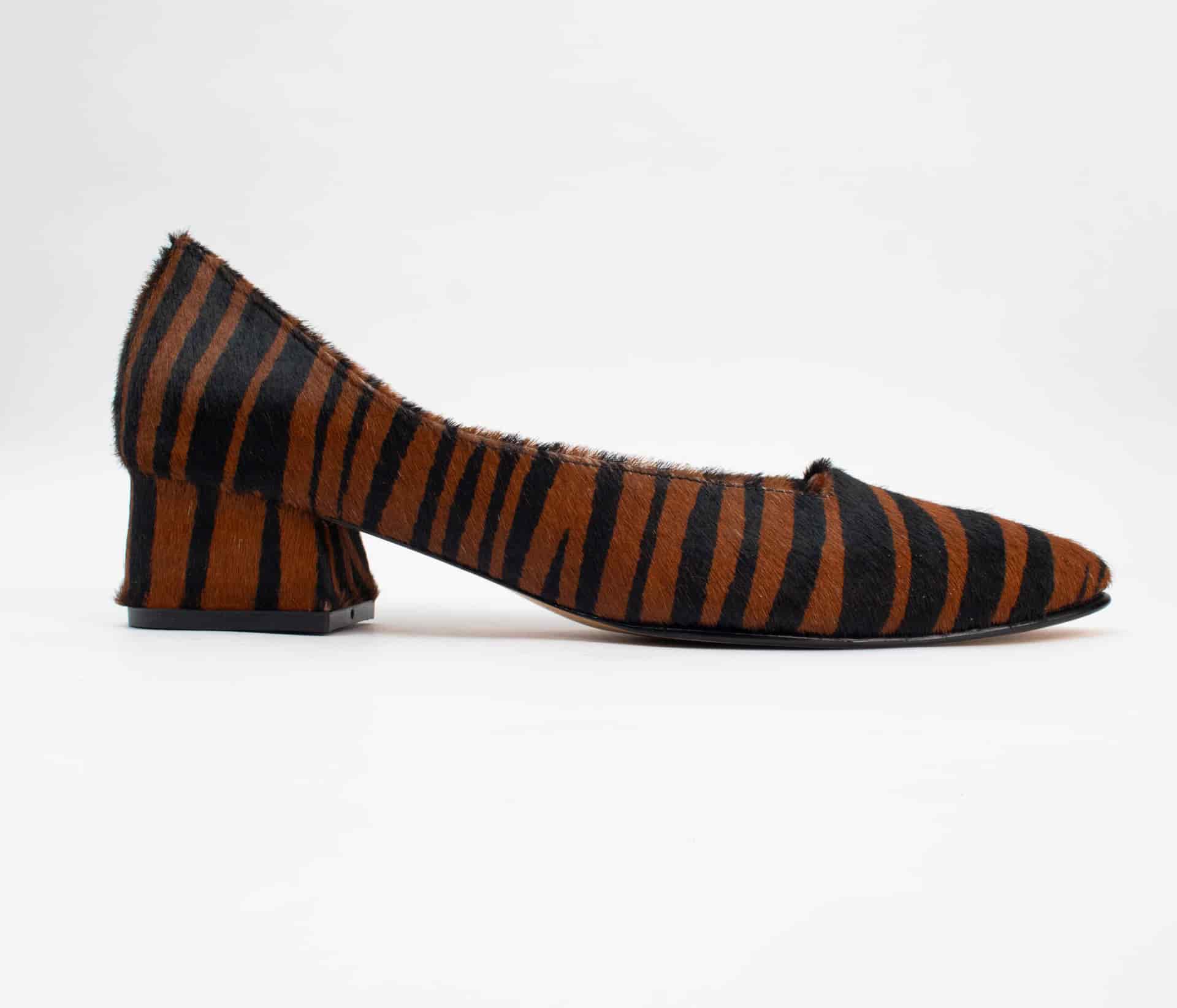 Zebra Print Calf Hair Midi Heels - miniatura 4