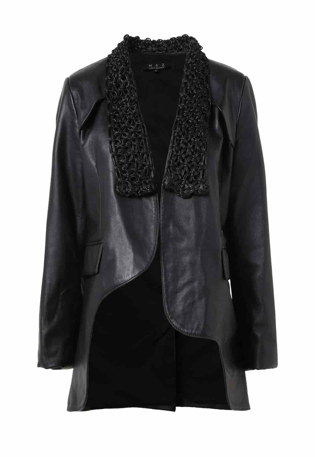 MACRAME LAPEL LEATHER BLAZER - miniatura 1