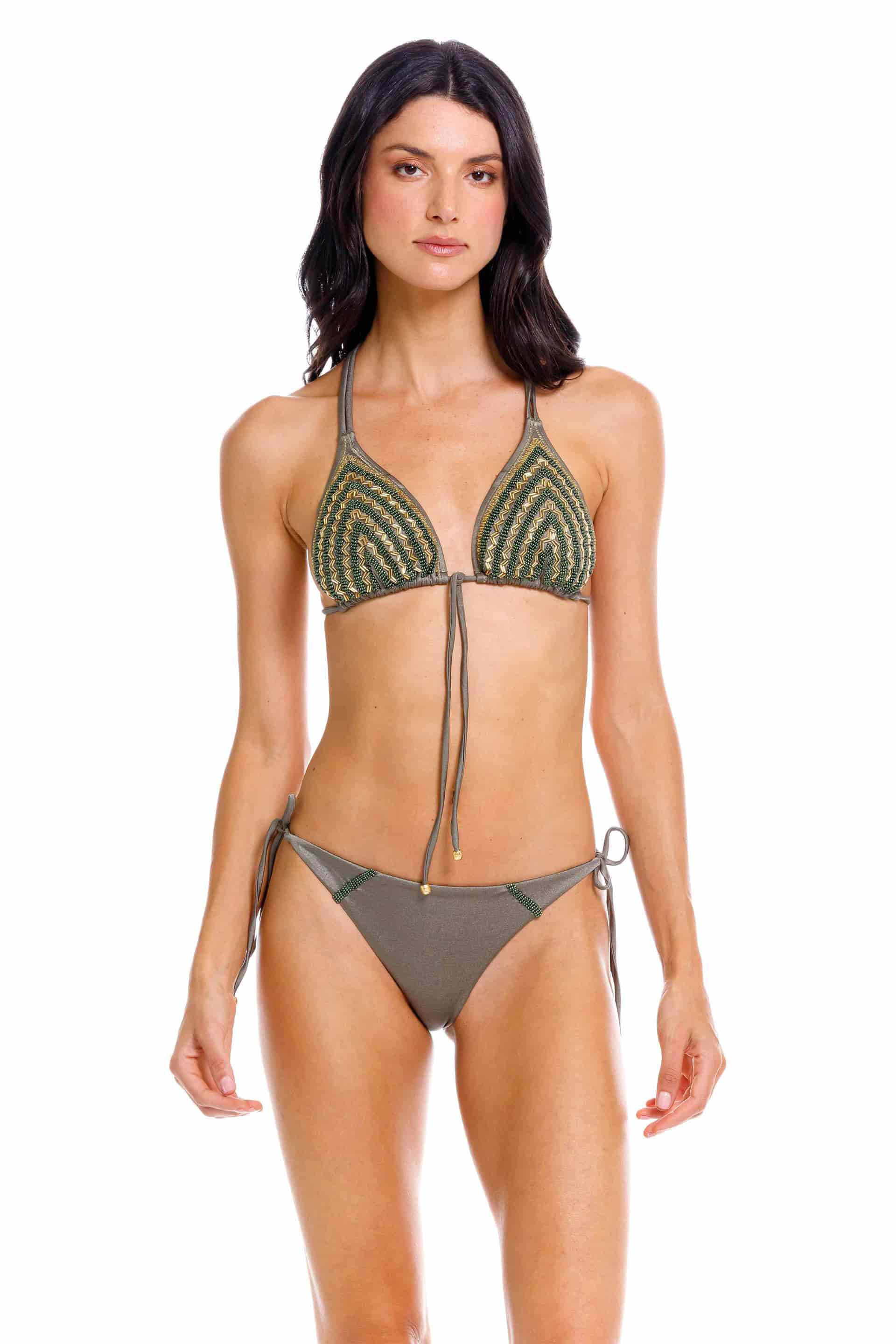 Panty con Tiras de Bikini Olive Green - miniatura 3