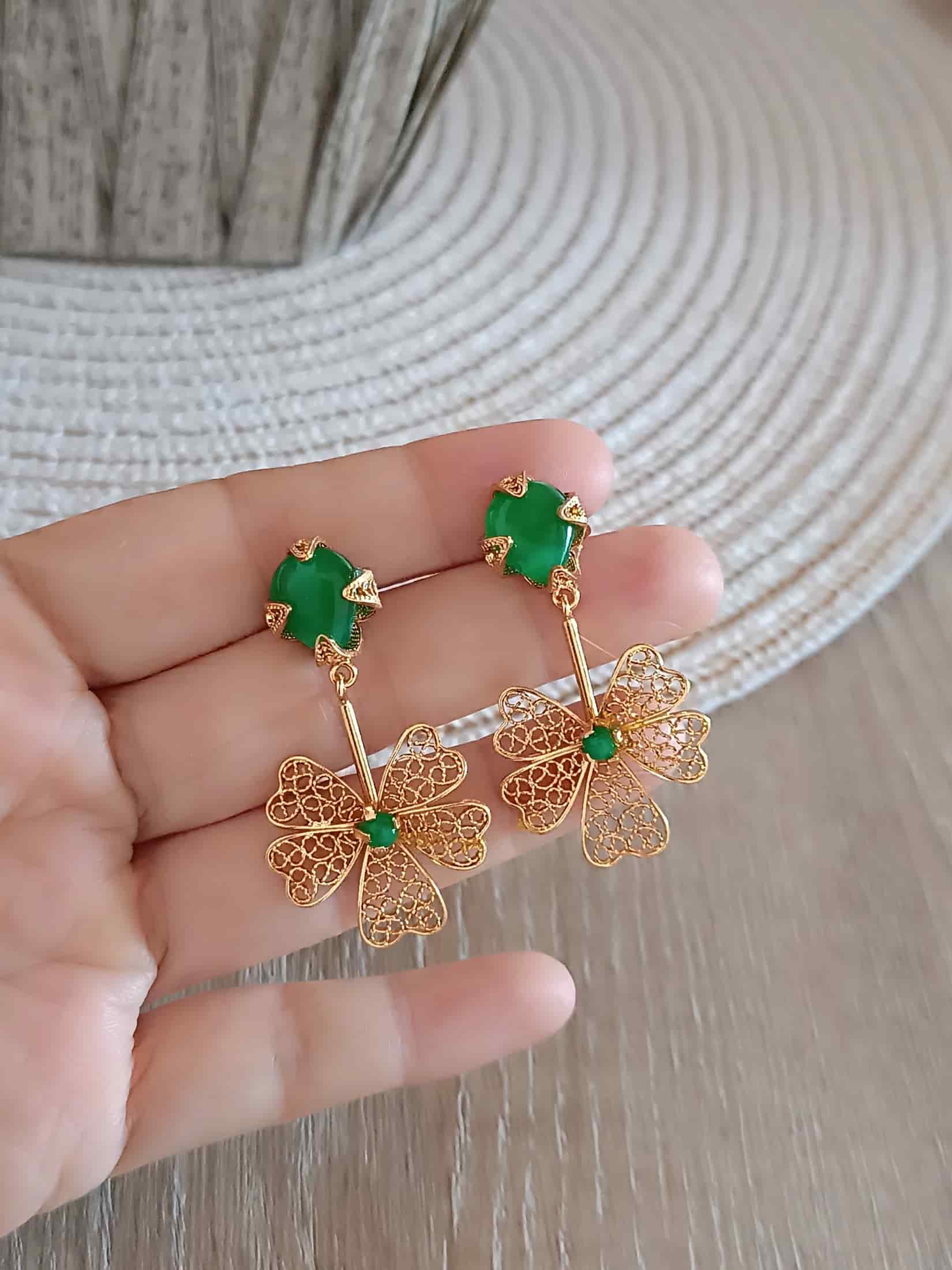 Aretes filigrana Alegría con jade - miniatura 3