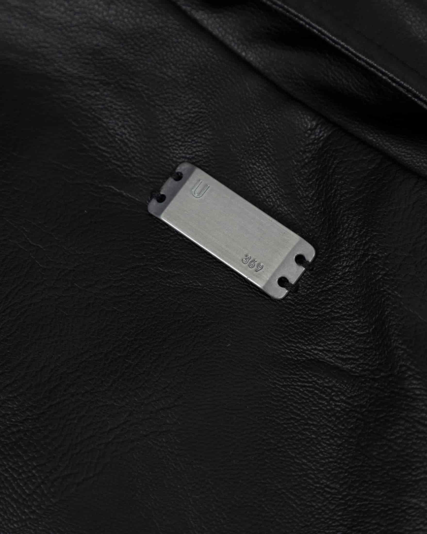 W 94' Worn Logo Pleather Aviator Jacket Black - miniatura 6