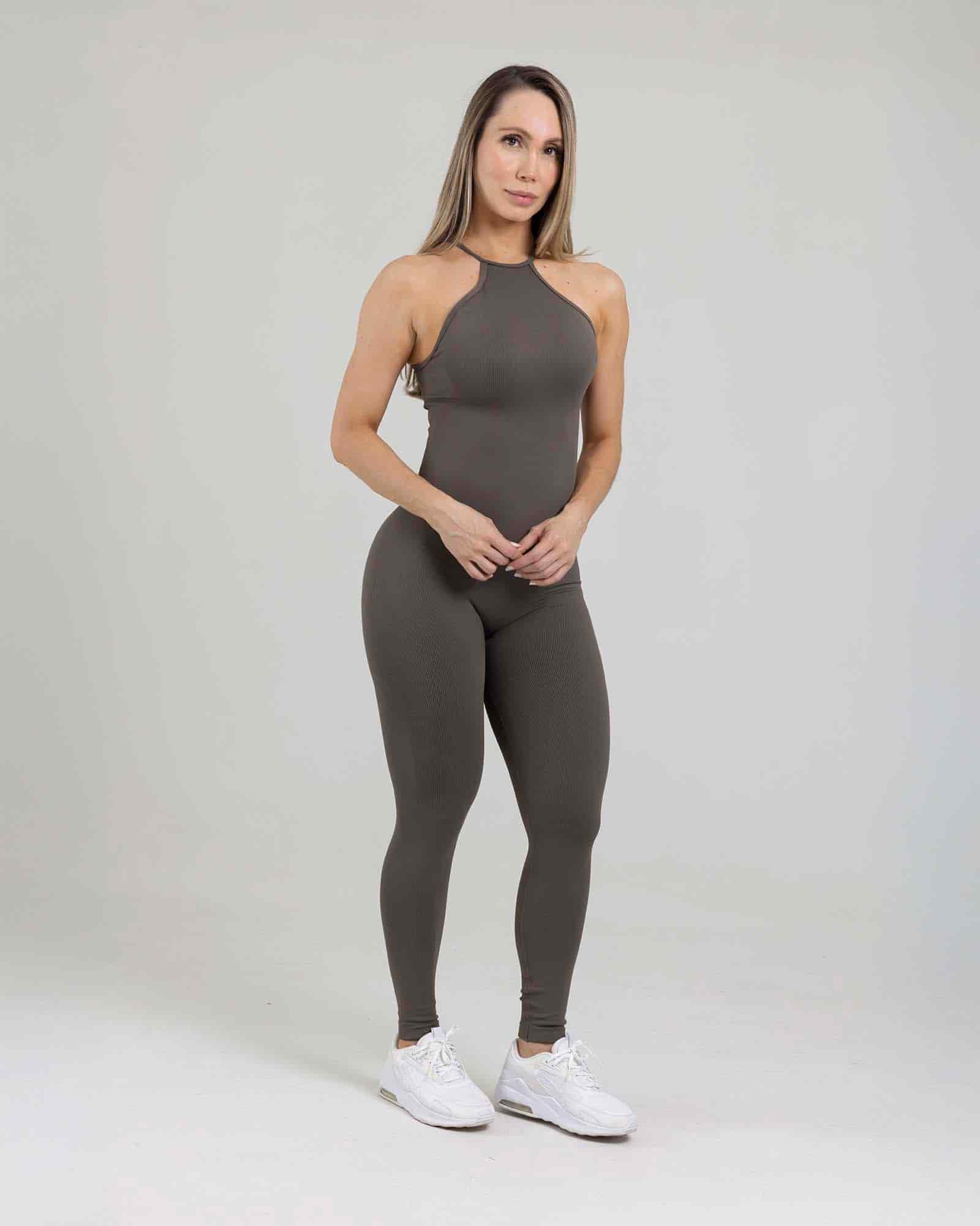Enterizo largo zipper seamless gris oscuro tropi FIBER - miniatura 2