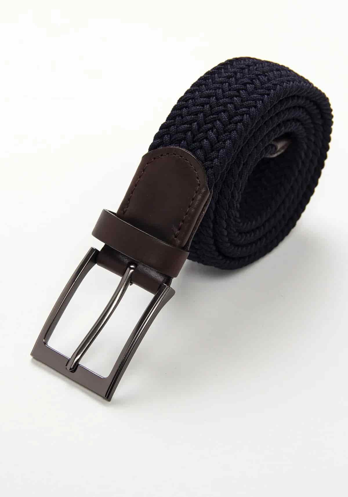 Cinturón Trenzado Elástico Azul Oscuro - Coordinado Chocolate - miniatura 1