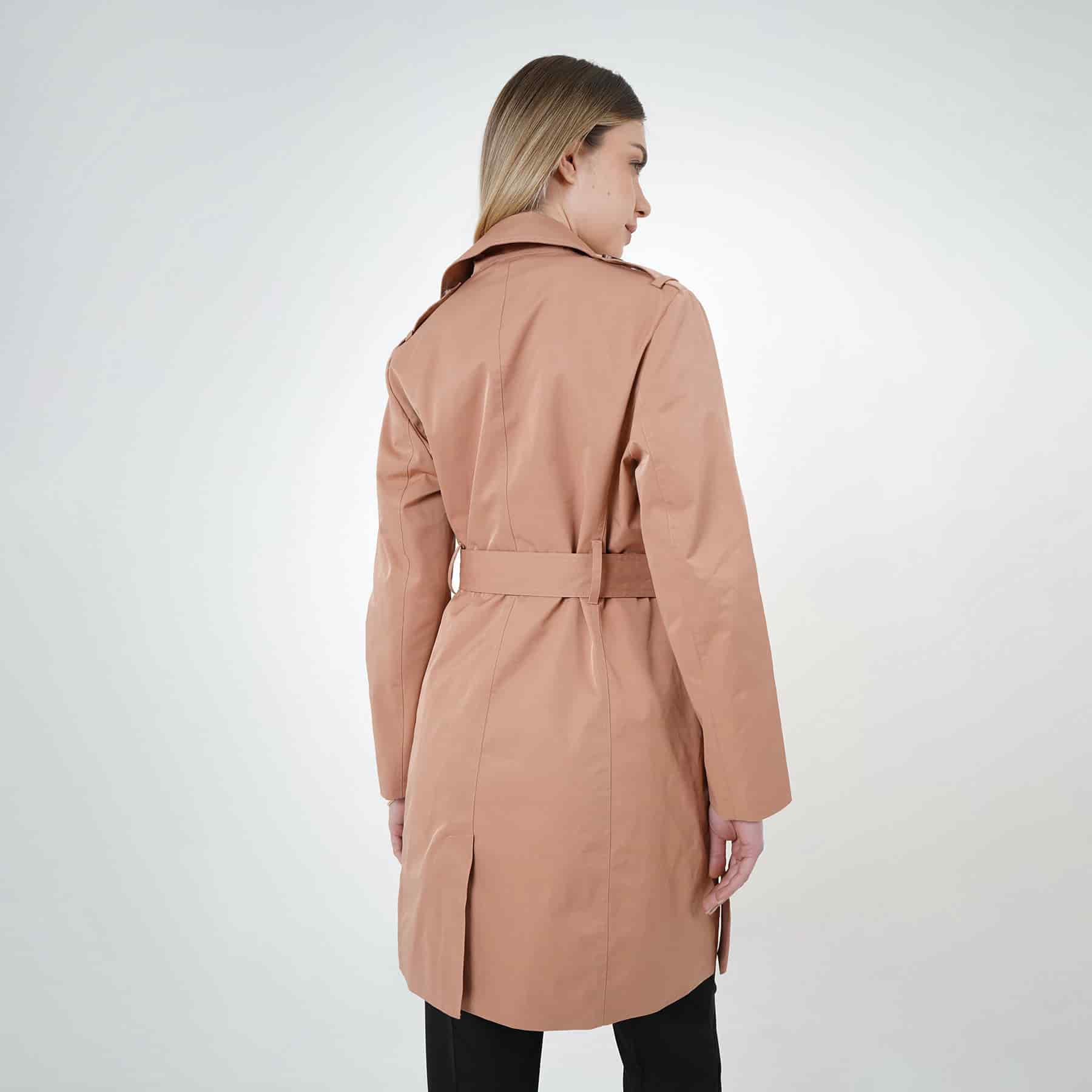 Chaqueta gabardina cruzada cuello alto con correa - miniatura 3