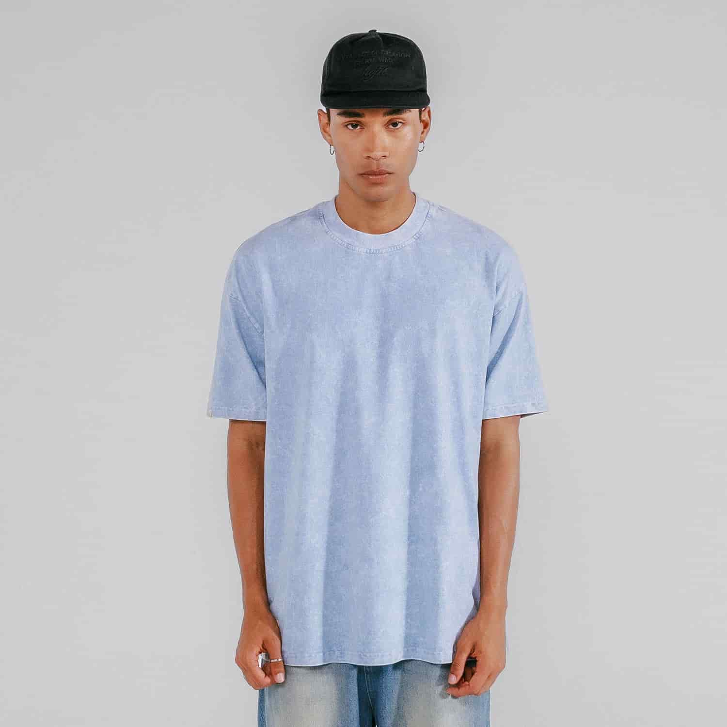 Oversized Washed T- Shirt - Blue - miniatura 2