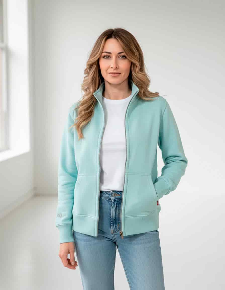 Buzo abierto sin capota mujer Azul Celeste - miniatura 5