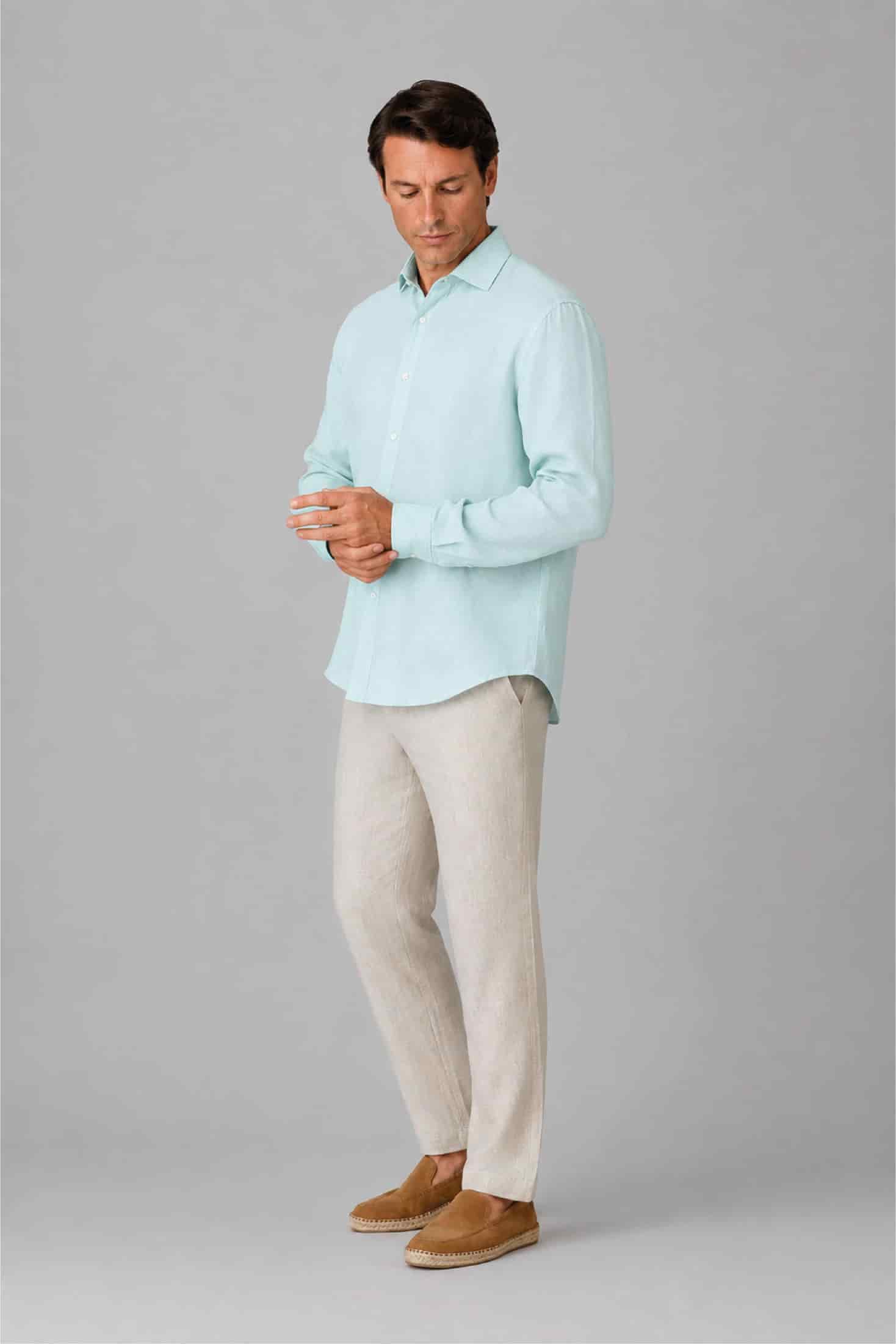 Men's linen shirt ice blue - miniatura 3