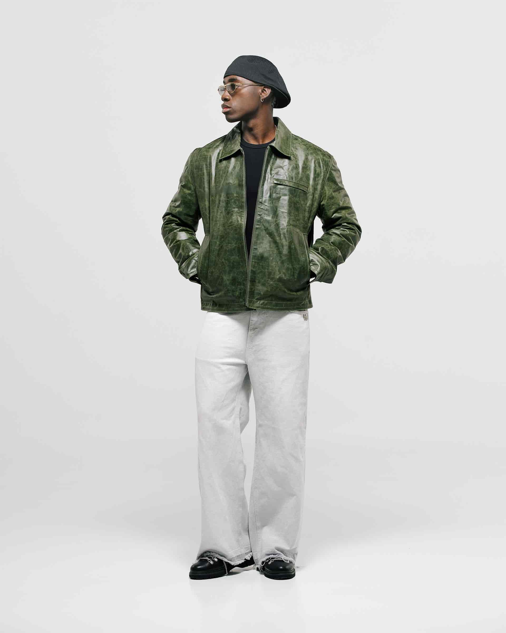 Chaqueta Monogram Leather - Verde Oliva - miniatura 4