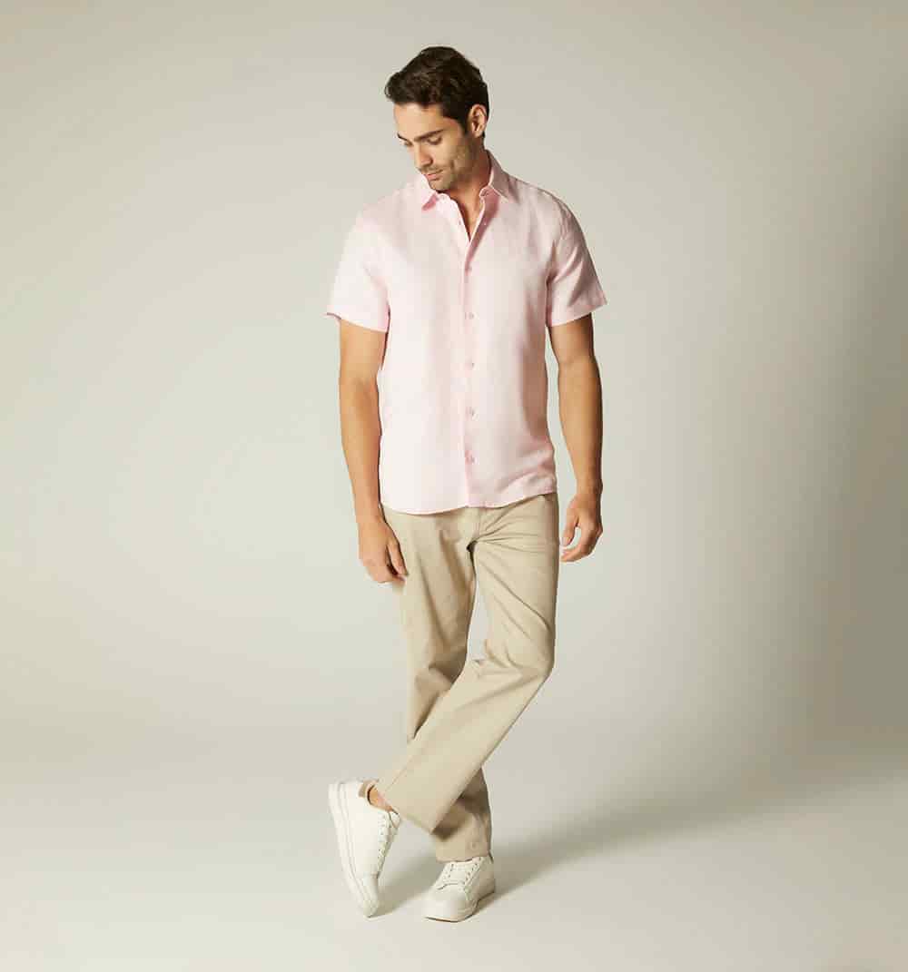 Camisa  para  hombre  en lino  manga cor - miniatura 6