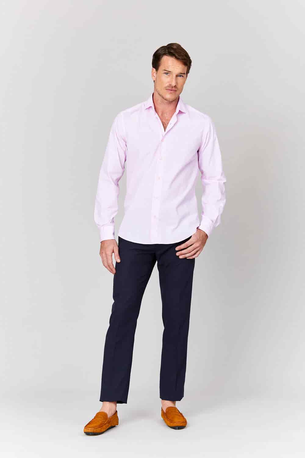 Men's cotton shirt pink muslin - miniatura 3