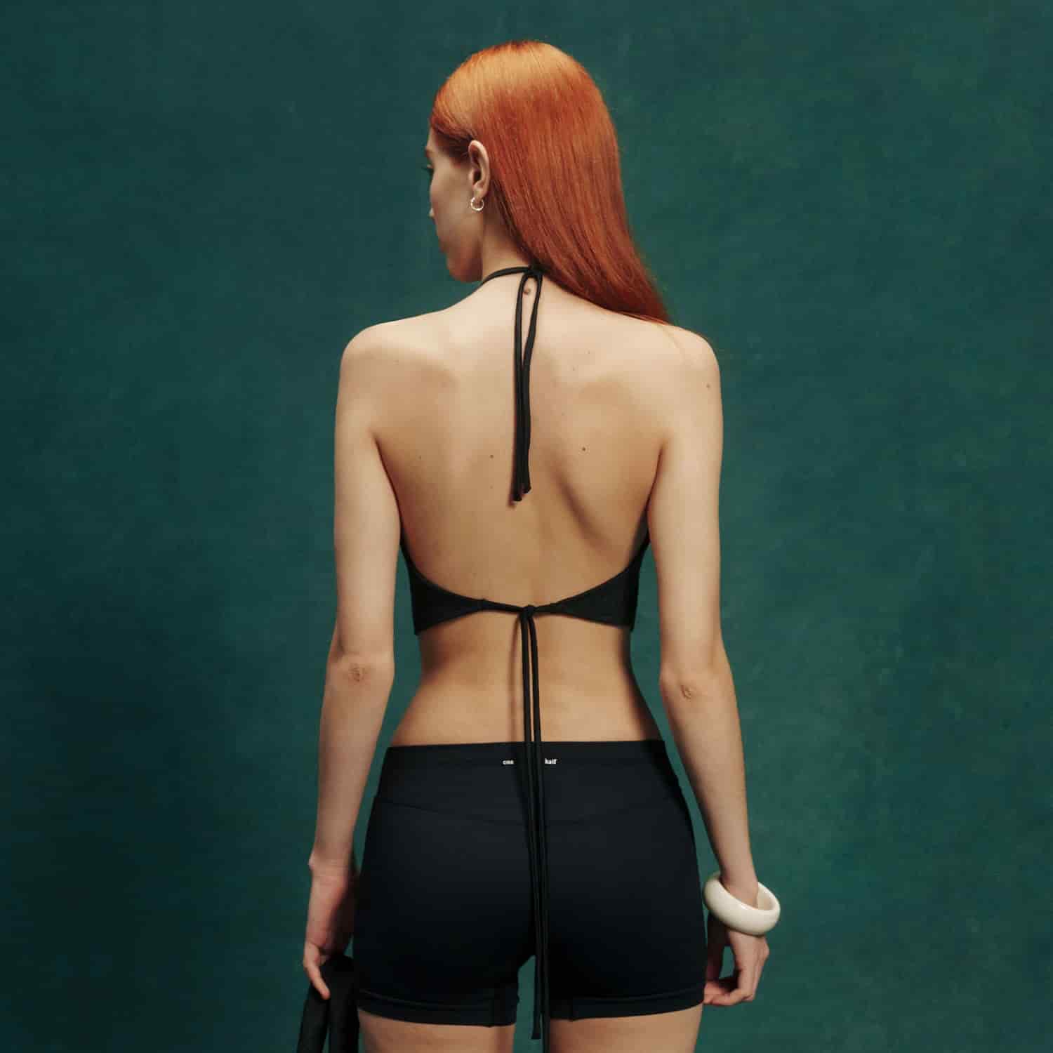 Textured Halter Top - Black - miniatura 4