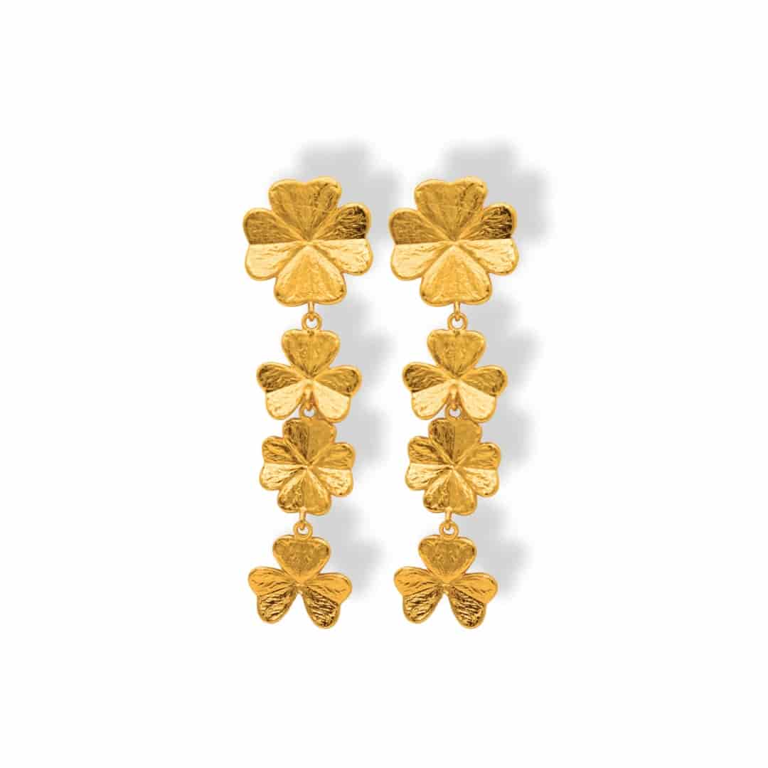 Aretes largos con tréboles - miniatura 2