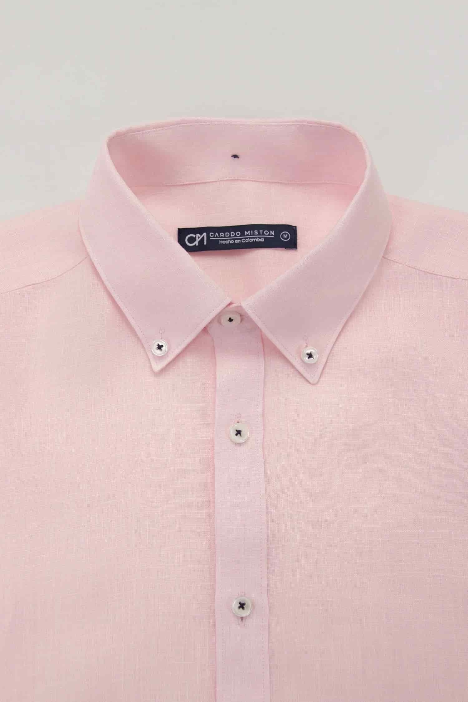 Camisa Button Down Lino Rosa Bebé - miniatura 2