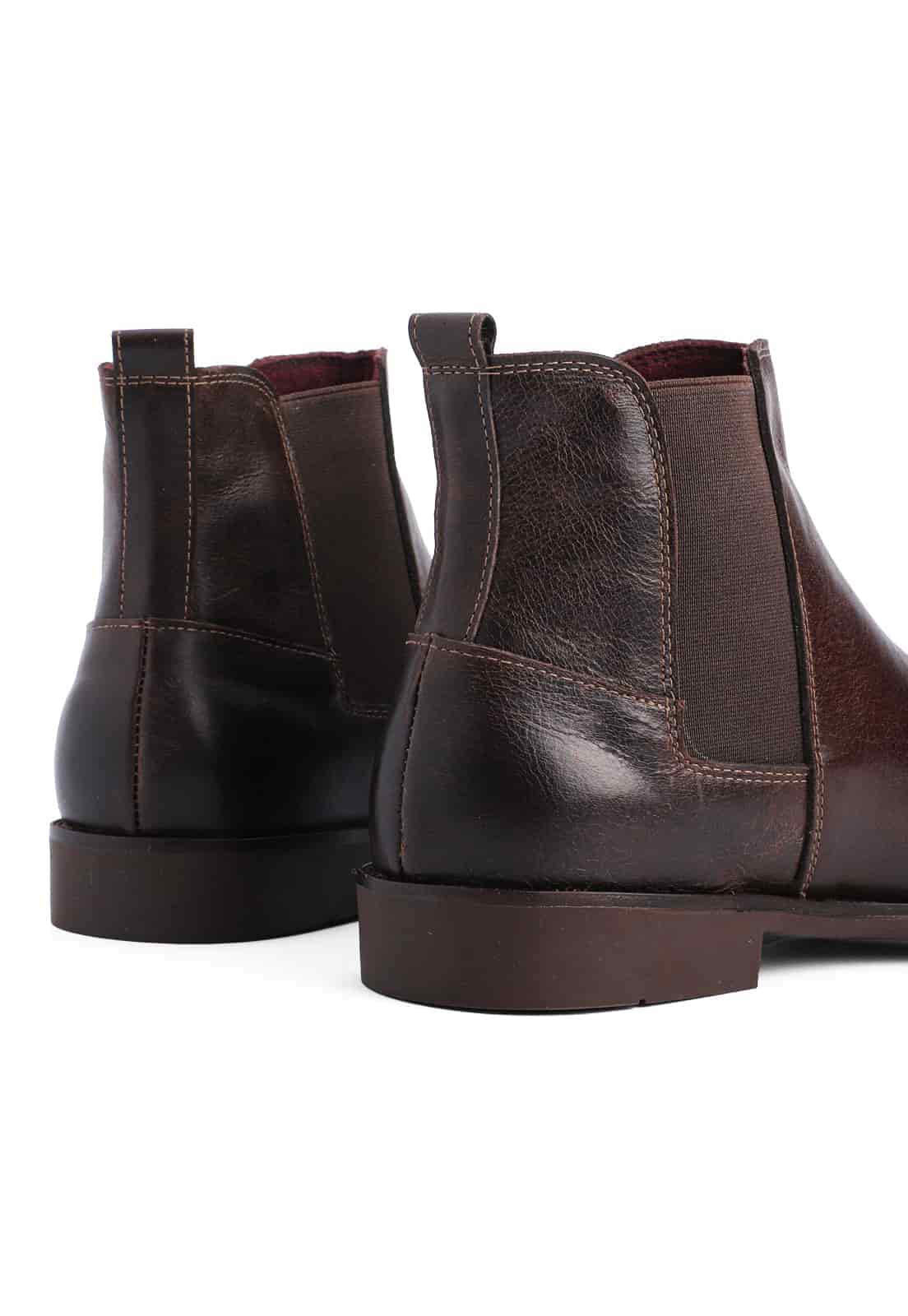 Botines chelsea cafe en cuero. - miniatura 5