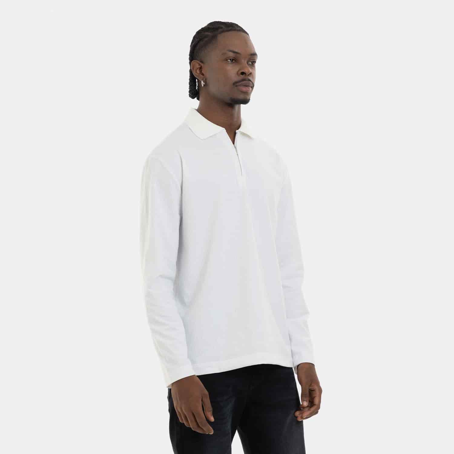 Zip Polo Sweatshirt White - miniatura 6