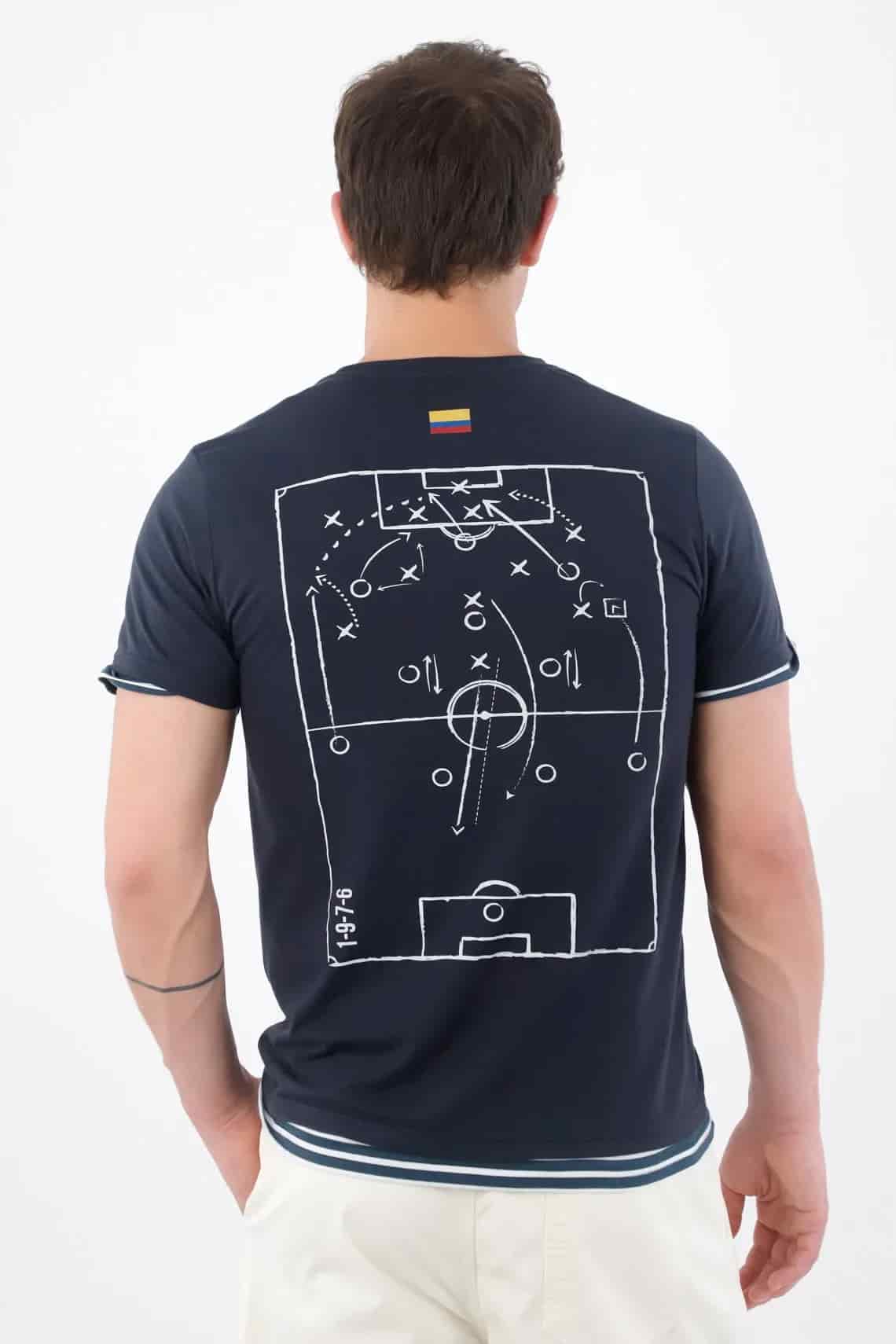 Camiseta regular fit con cuello en contraste en azul marino para hombre - miniatura 2