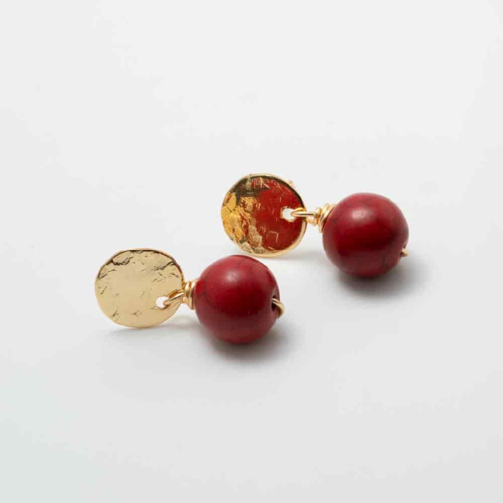 Aretes Topo Rojo Coral - miniatura 1
