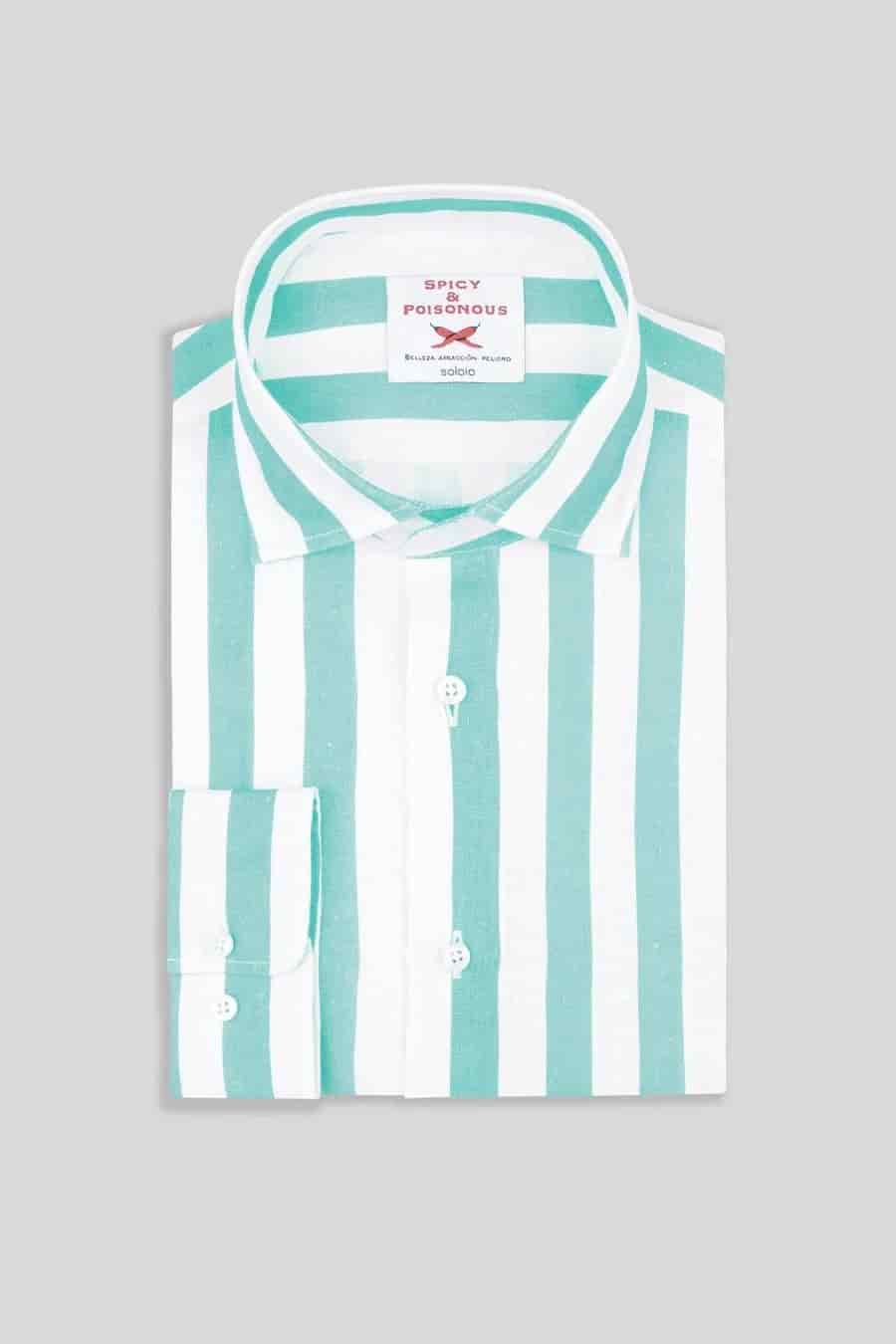 Men's linen shirt sky striped - miniatura 4