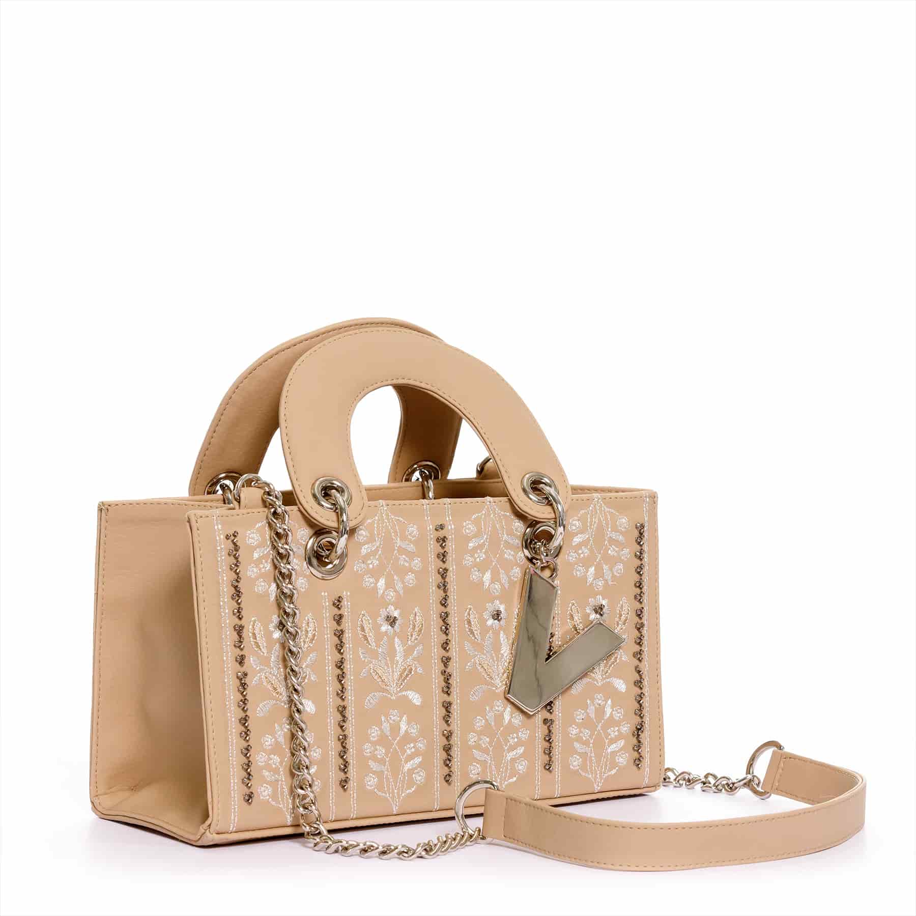Cartera Para Mujer Mini España Beige Con Cargadera En Cadena - miniatura 2
