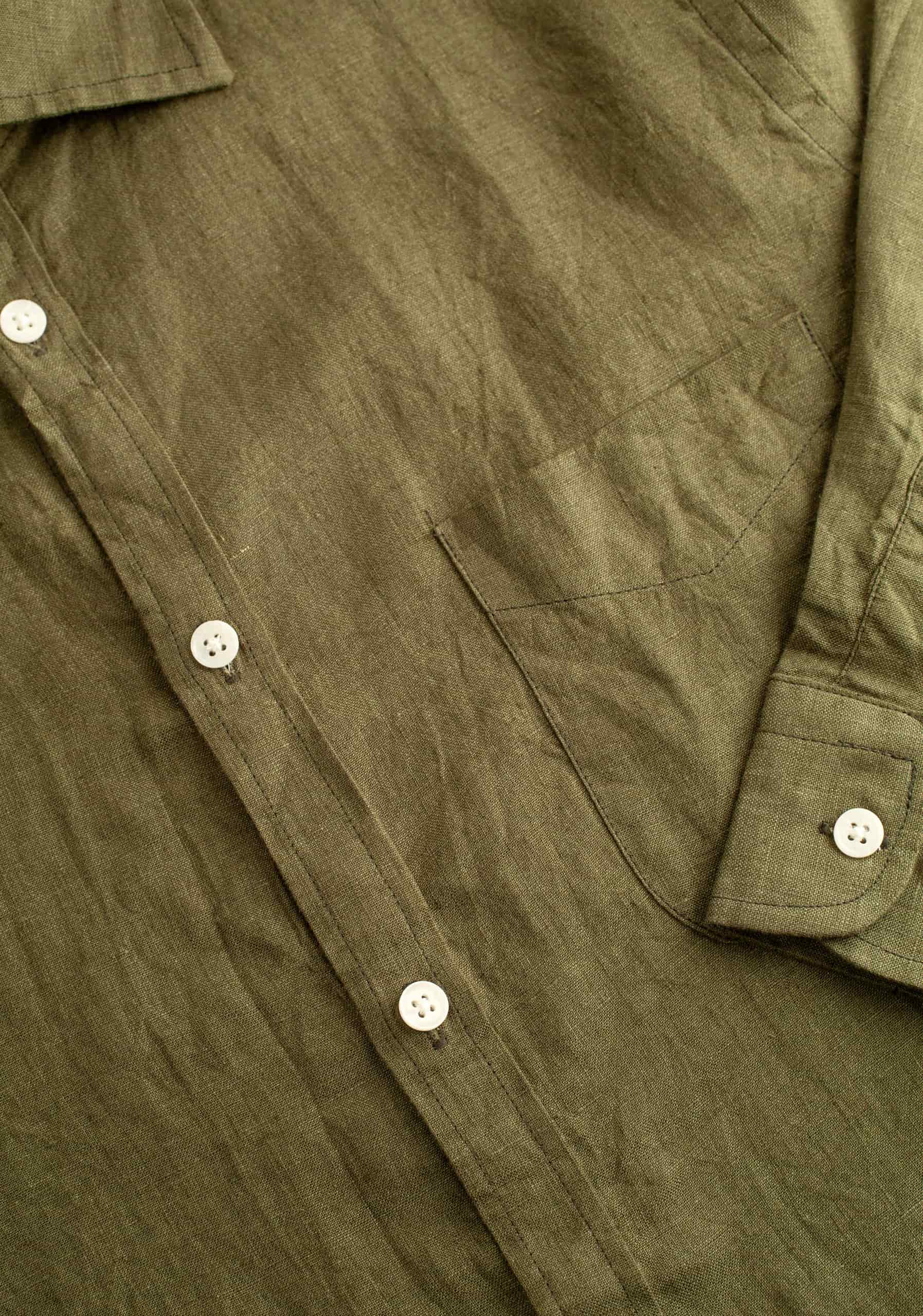 Camisa H CI Lino Verde Olive - miniatura 3