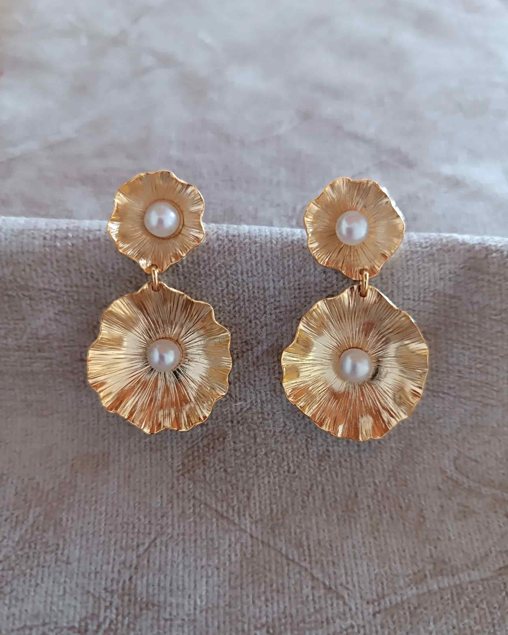 Aretes bronce y perla, Carmen - miniatura 4