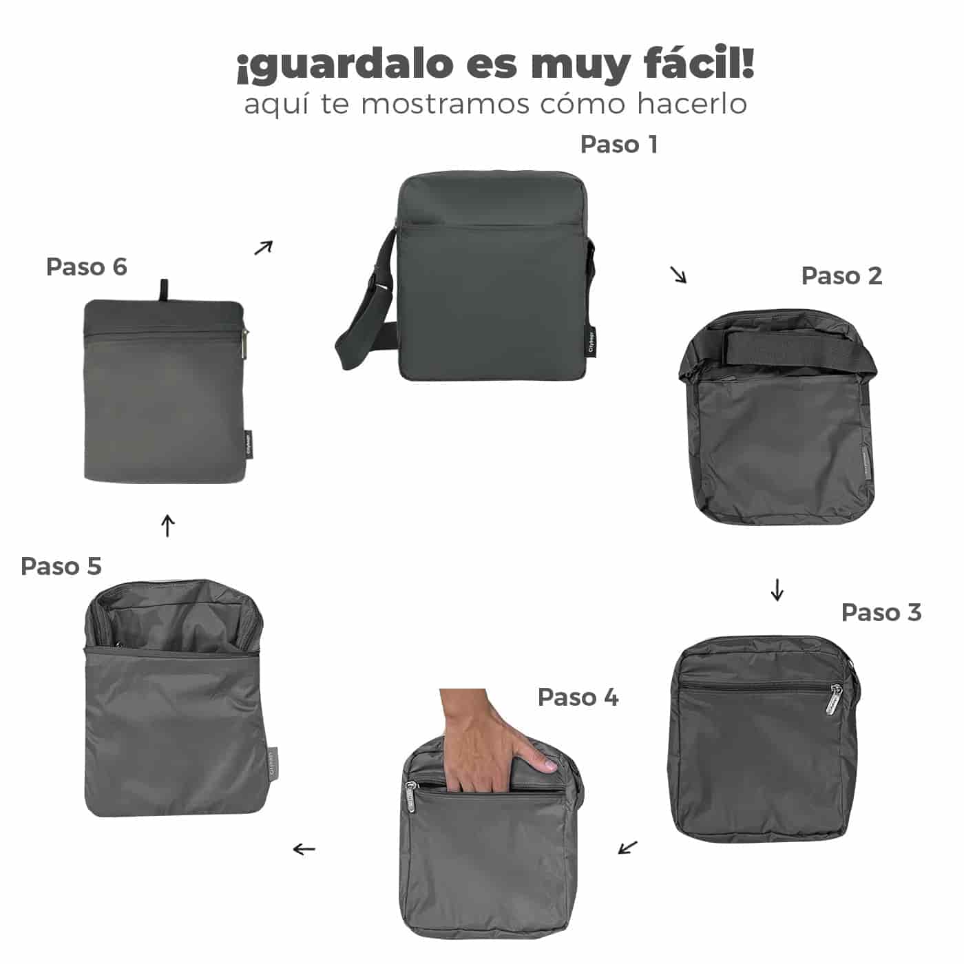 Bolso Manos Libres Viajero puffer Verde Militar - miniatura 6