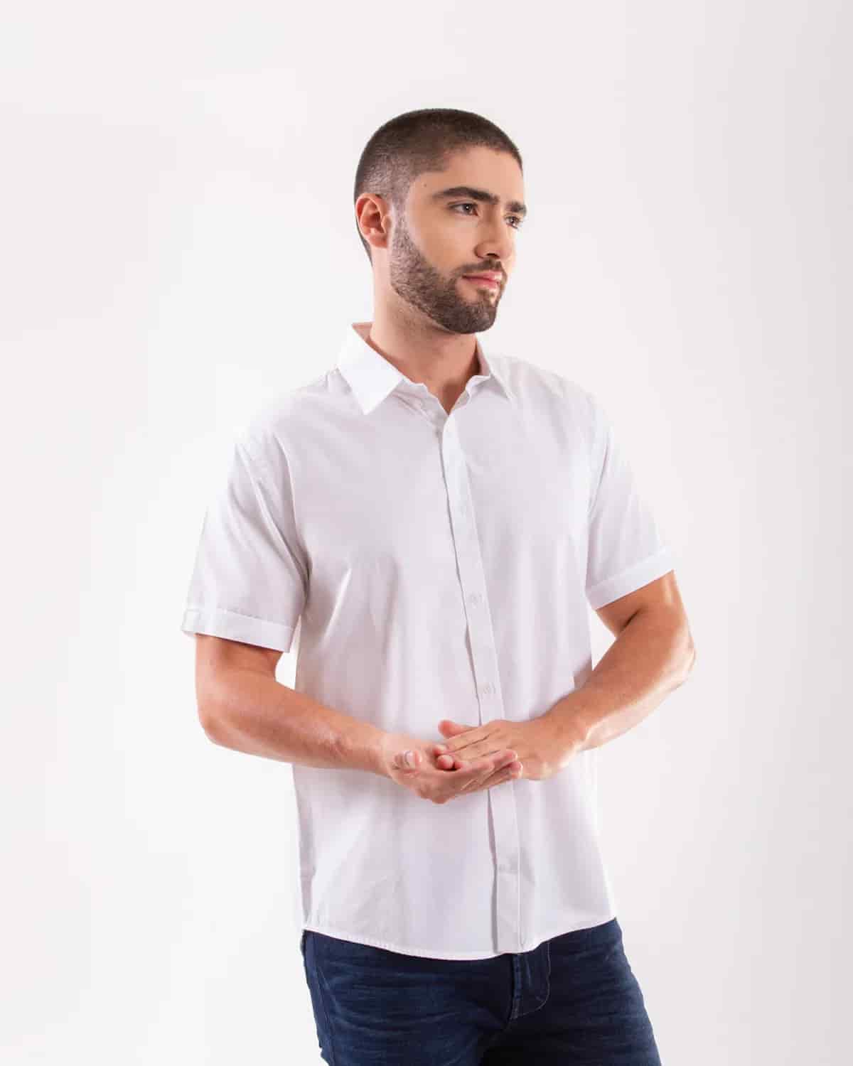 Camisa blanca manga corta para hombre - miniatura 49