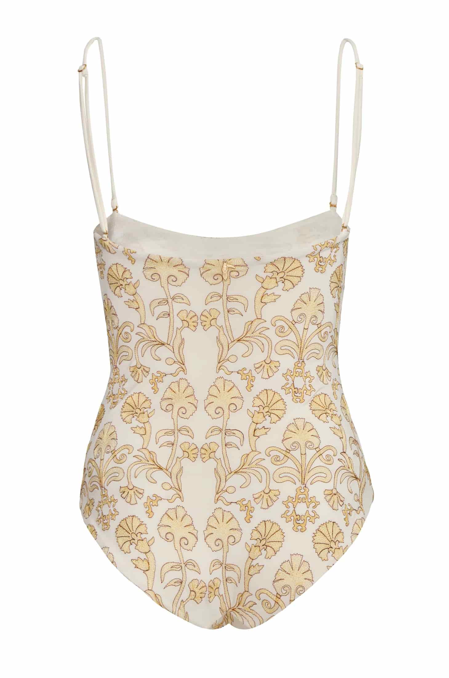 Esteros Embroidered One Piece / Yellow Flowers -Ivory - miniatura 3