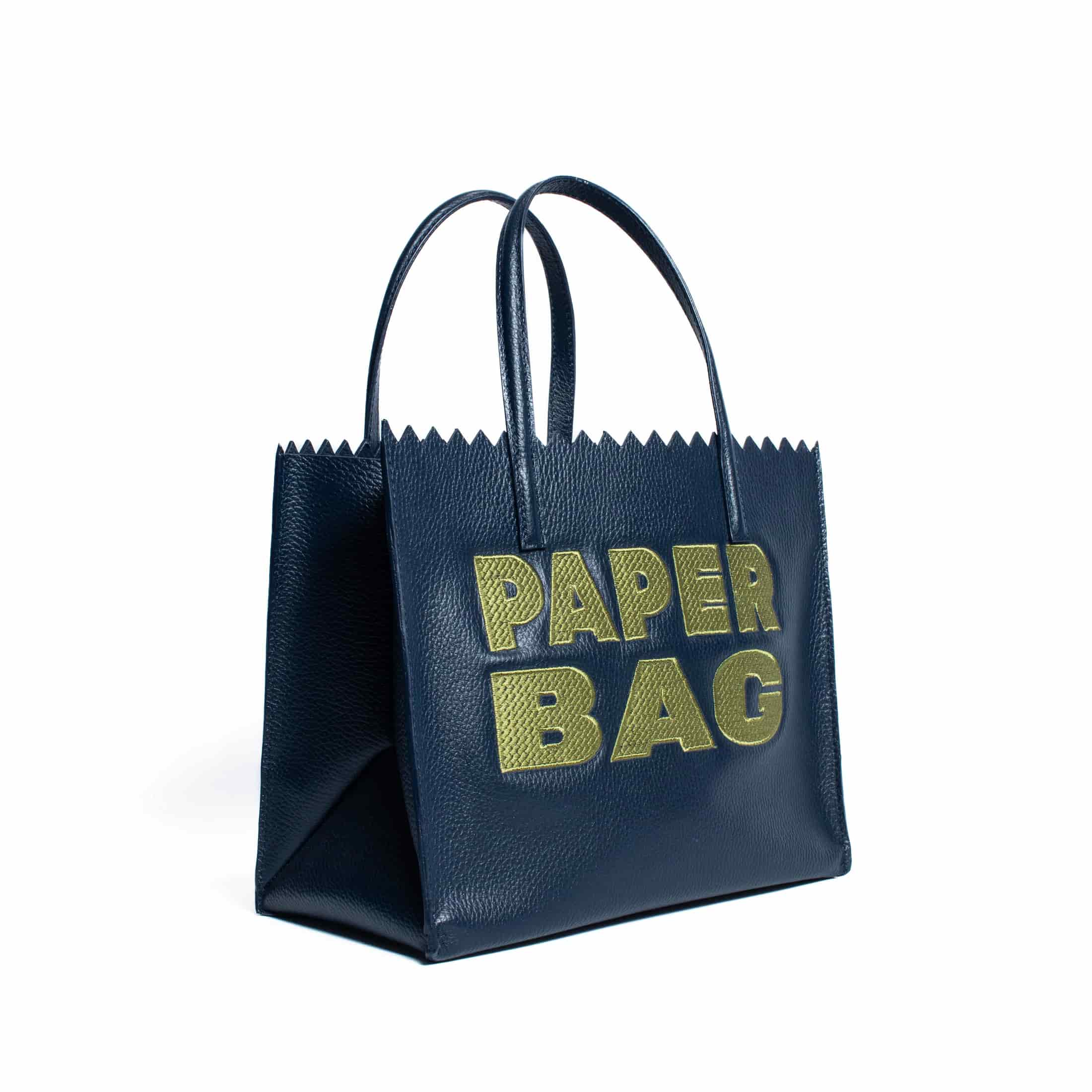 PAPER BAG SHORT - navy blue x pistacho - miniatura 3