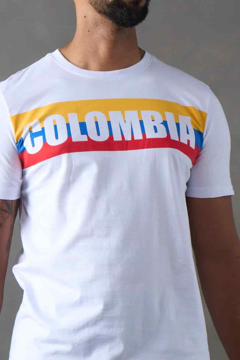 Camiseta blanca cuello redondo edición Colombia - miniatura 3