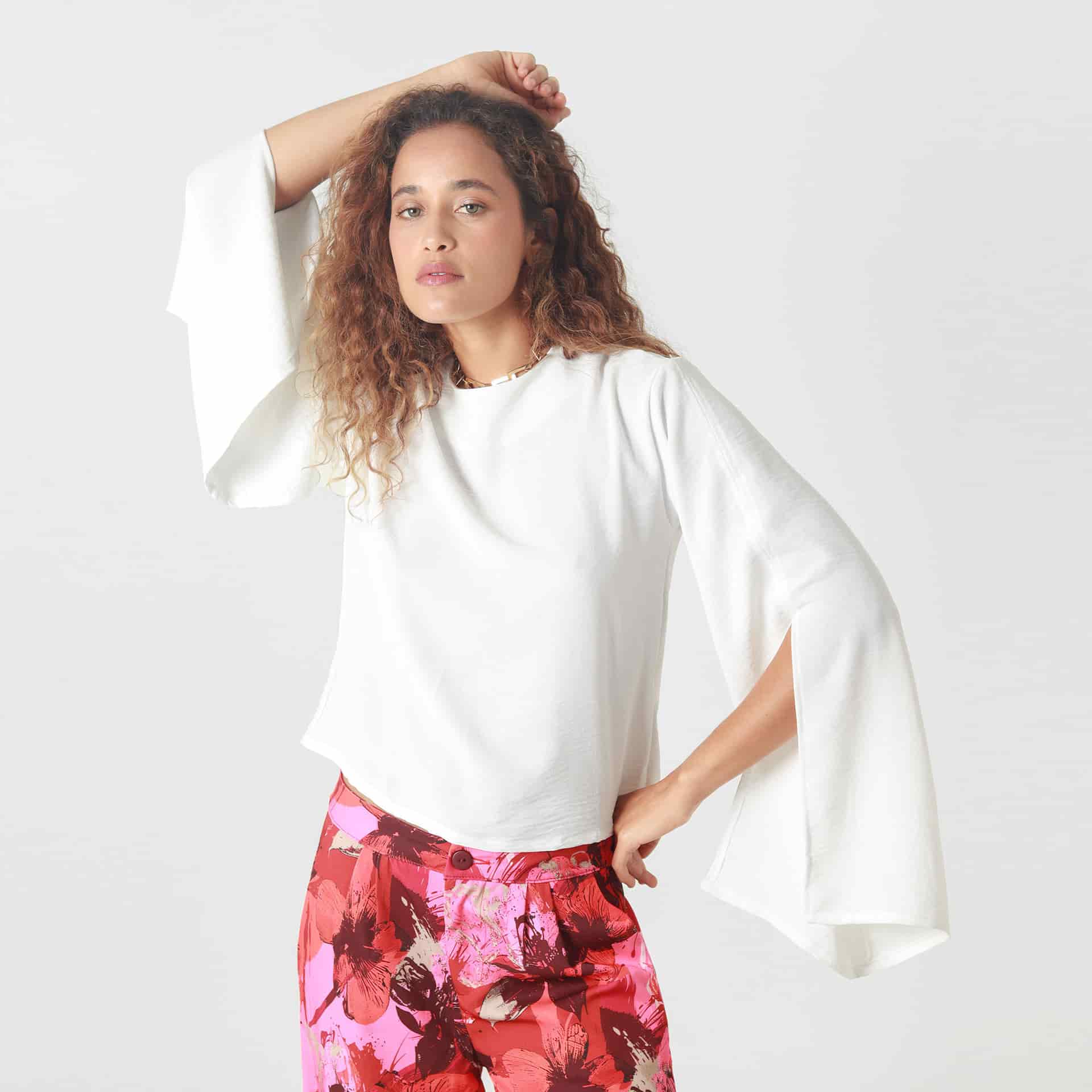 Blusa Cuello Redondo Manga Abierta - miniatura 6