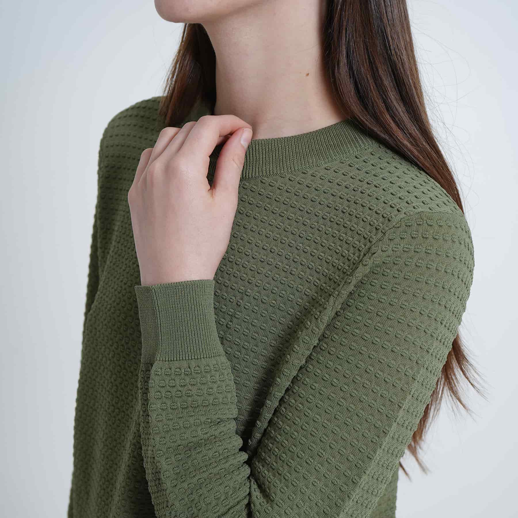 Sweater tejido texturizado cuello redondo manga larga - miniatura 8