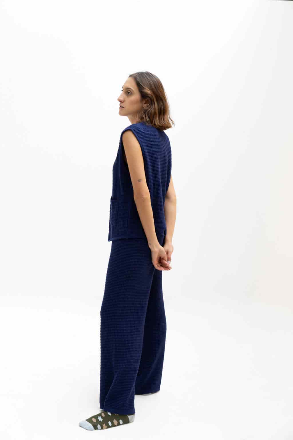 Pantalón Tejido Waffle Azul - miniatura 6