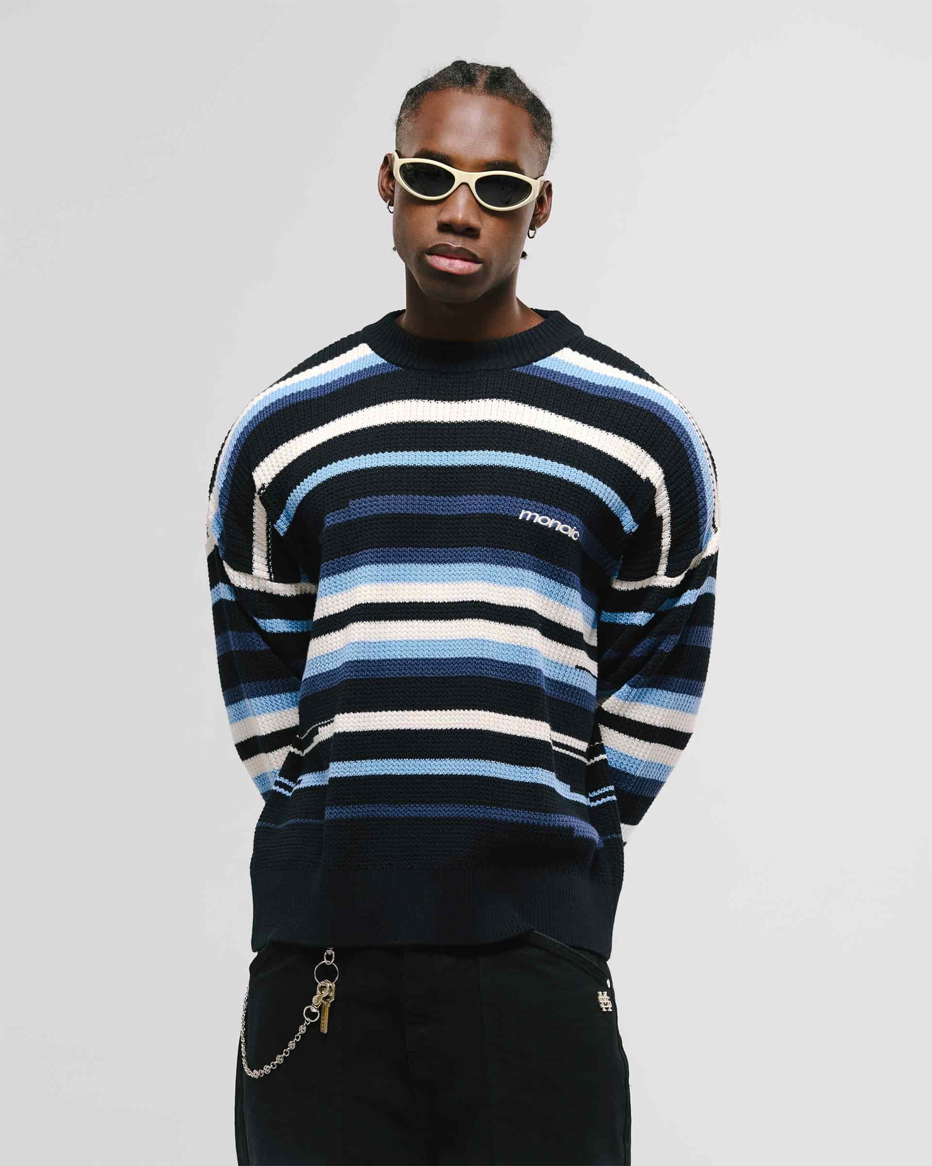 Striped Knitwear Sweater – Azul, Crema y Negro - miniatura 2