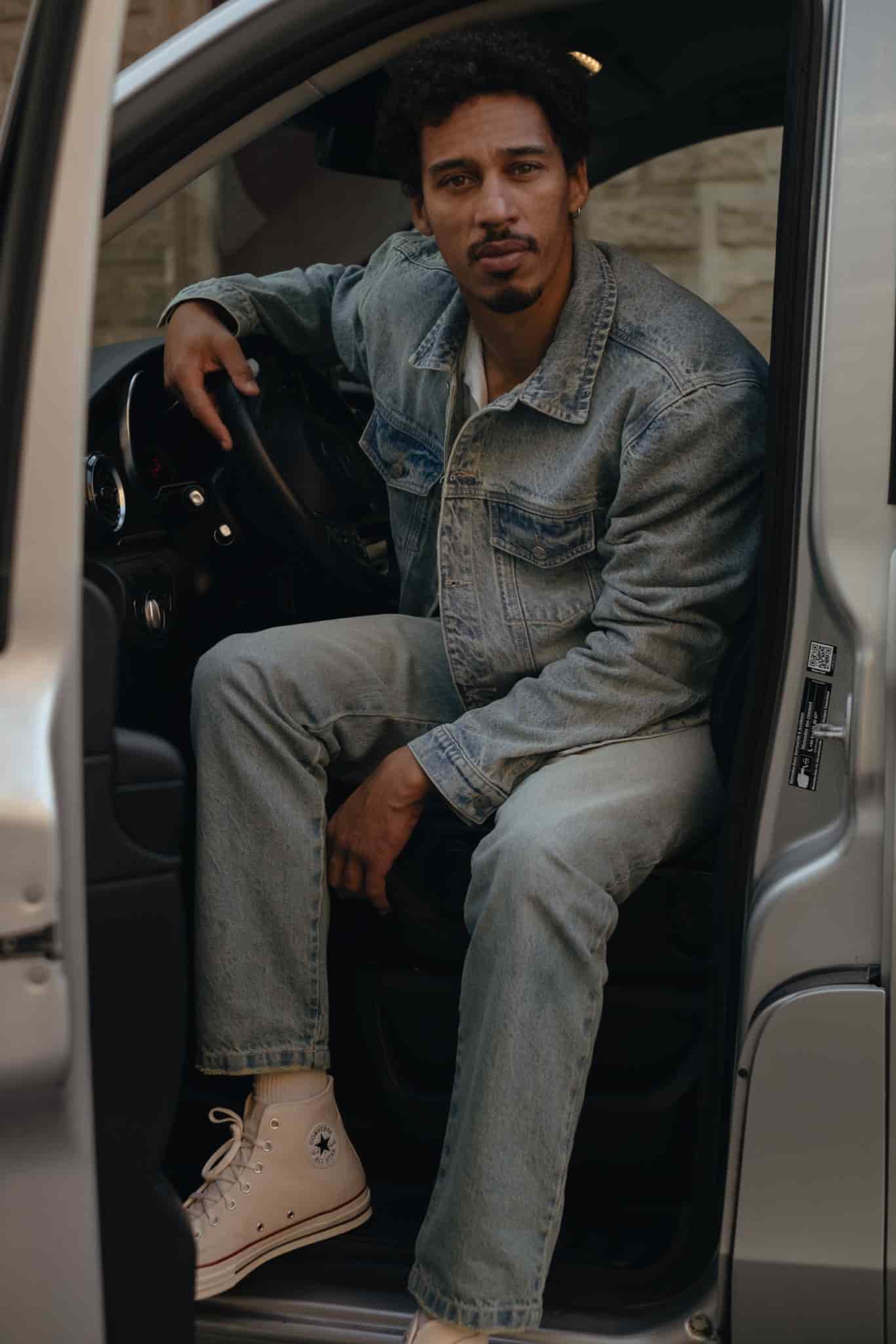 DENIM OVERSIZED JACKET - DIRTY CLEAR BLUE - miniatura 3