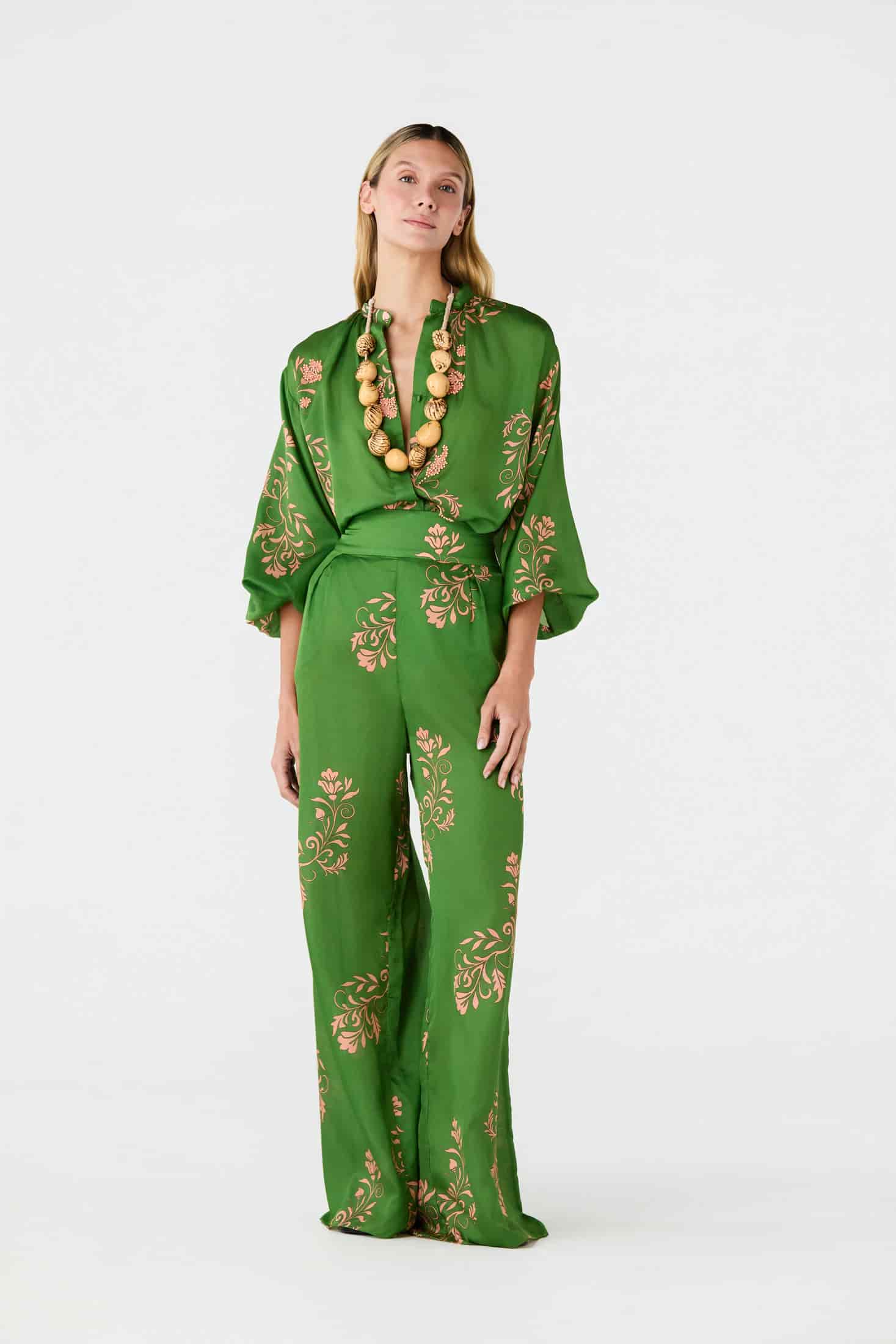 Don Simon Cotton Silk Shirt / Green Buganvilias - miniatura 5