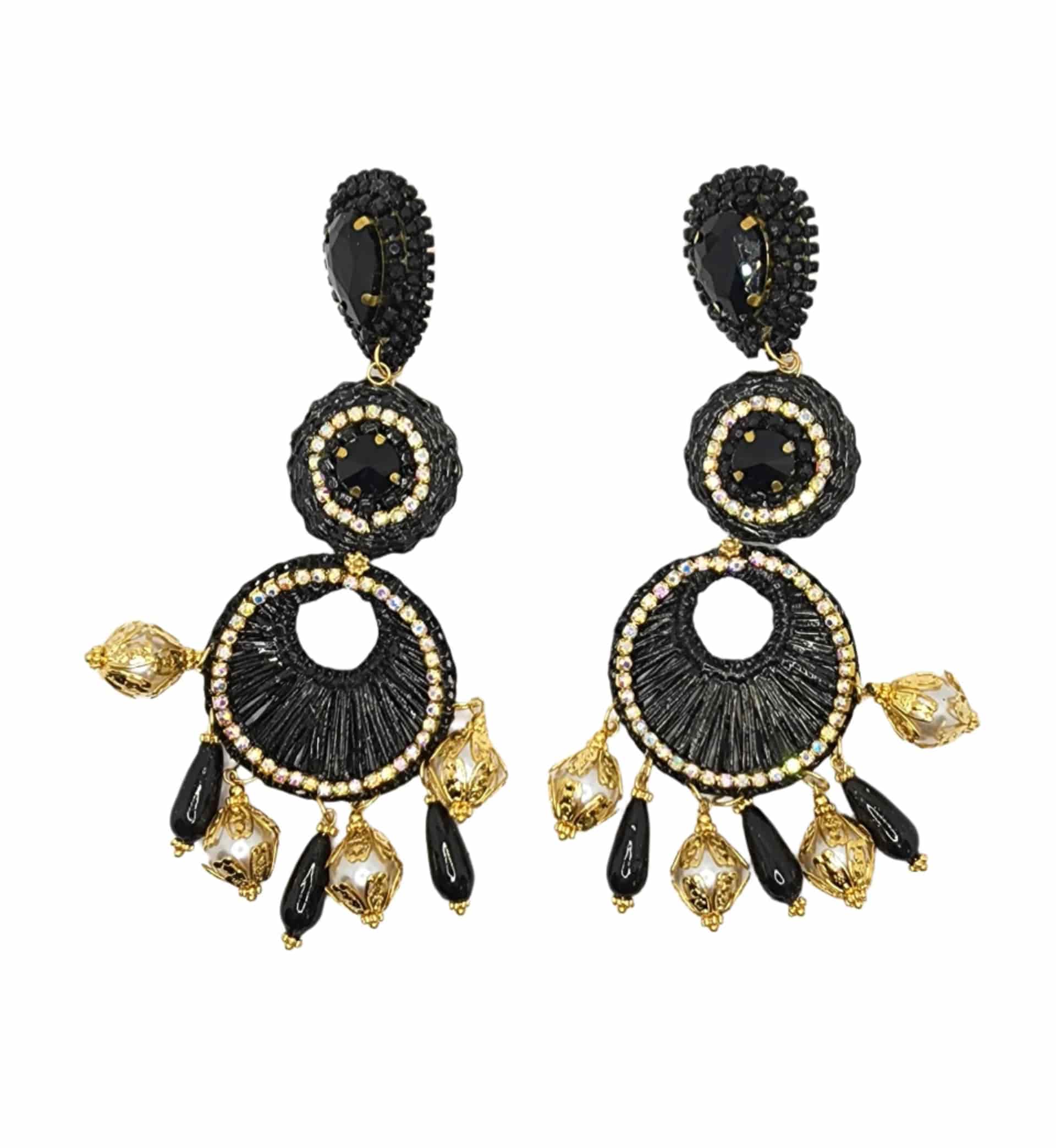 Black Waterfall Earrings - miniatura 1