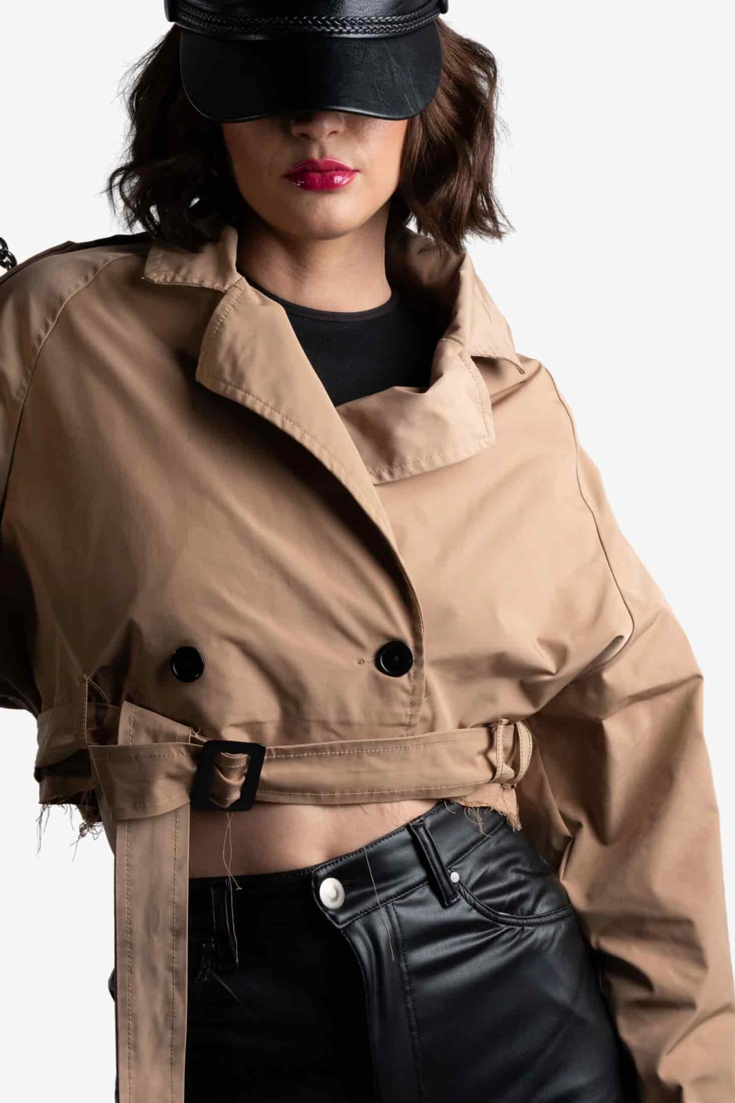 Gabardina Corta Camel - miniatura 3