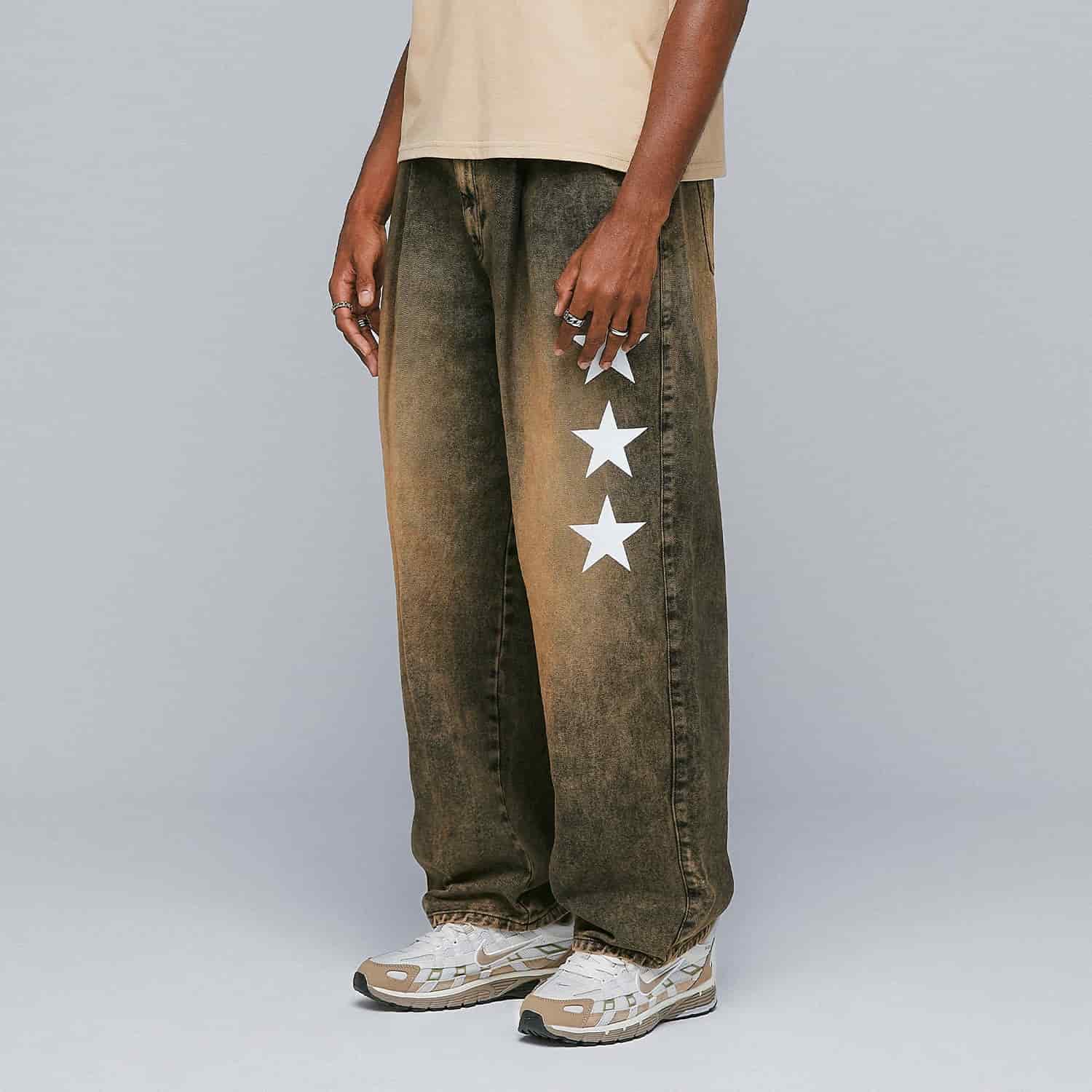 Lounge Printed Denim Pants - Brown - miniatura 2