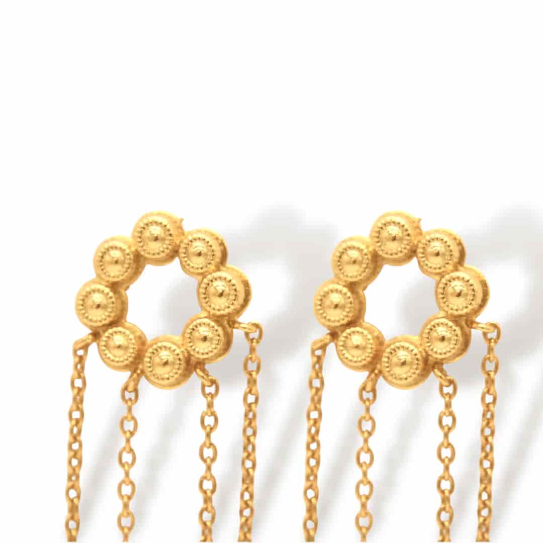 Aretes de coronas circulares con cadenas - miniatura 2