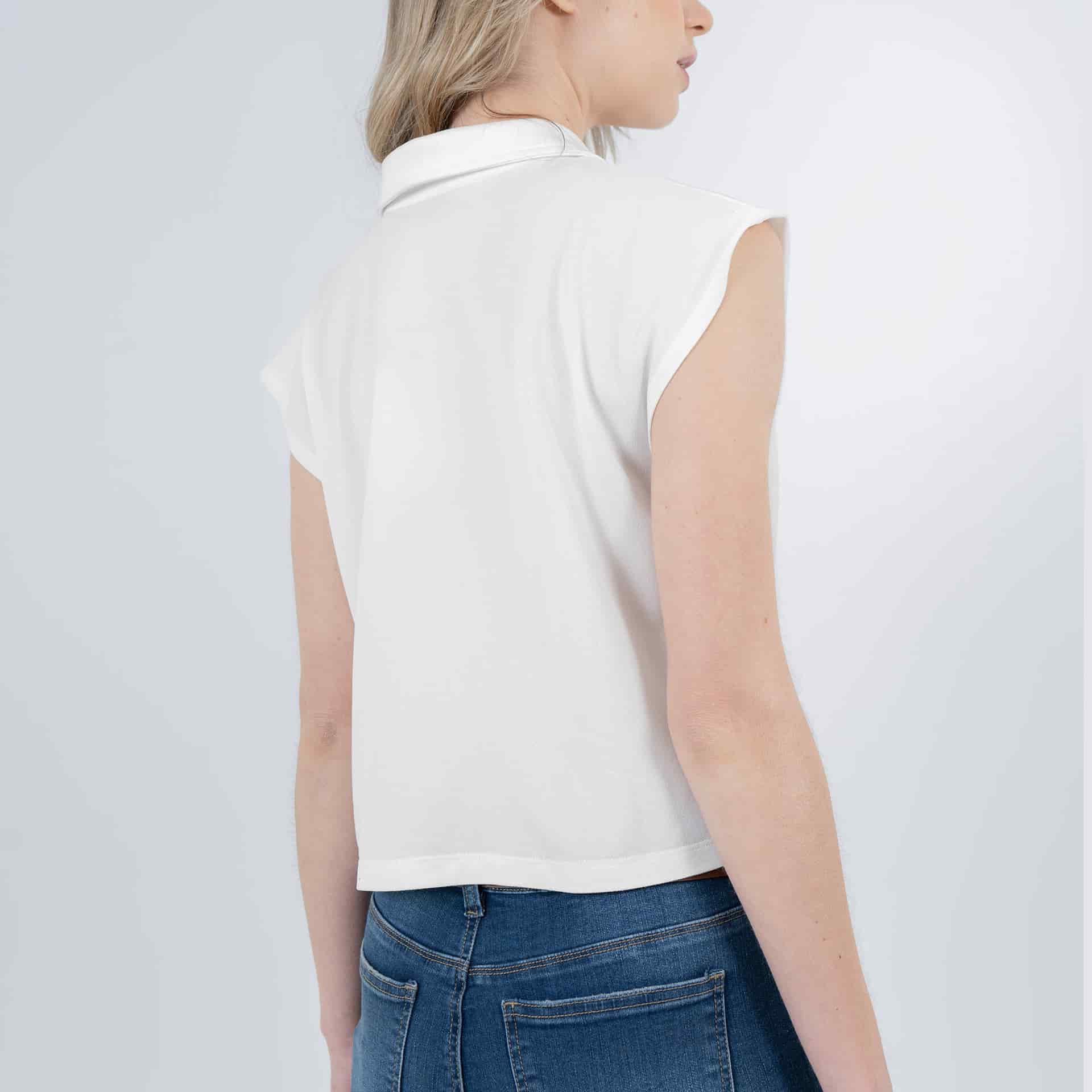 Camiseta cuello tipo polo manga rodada con prenses - miniatura 3
