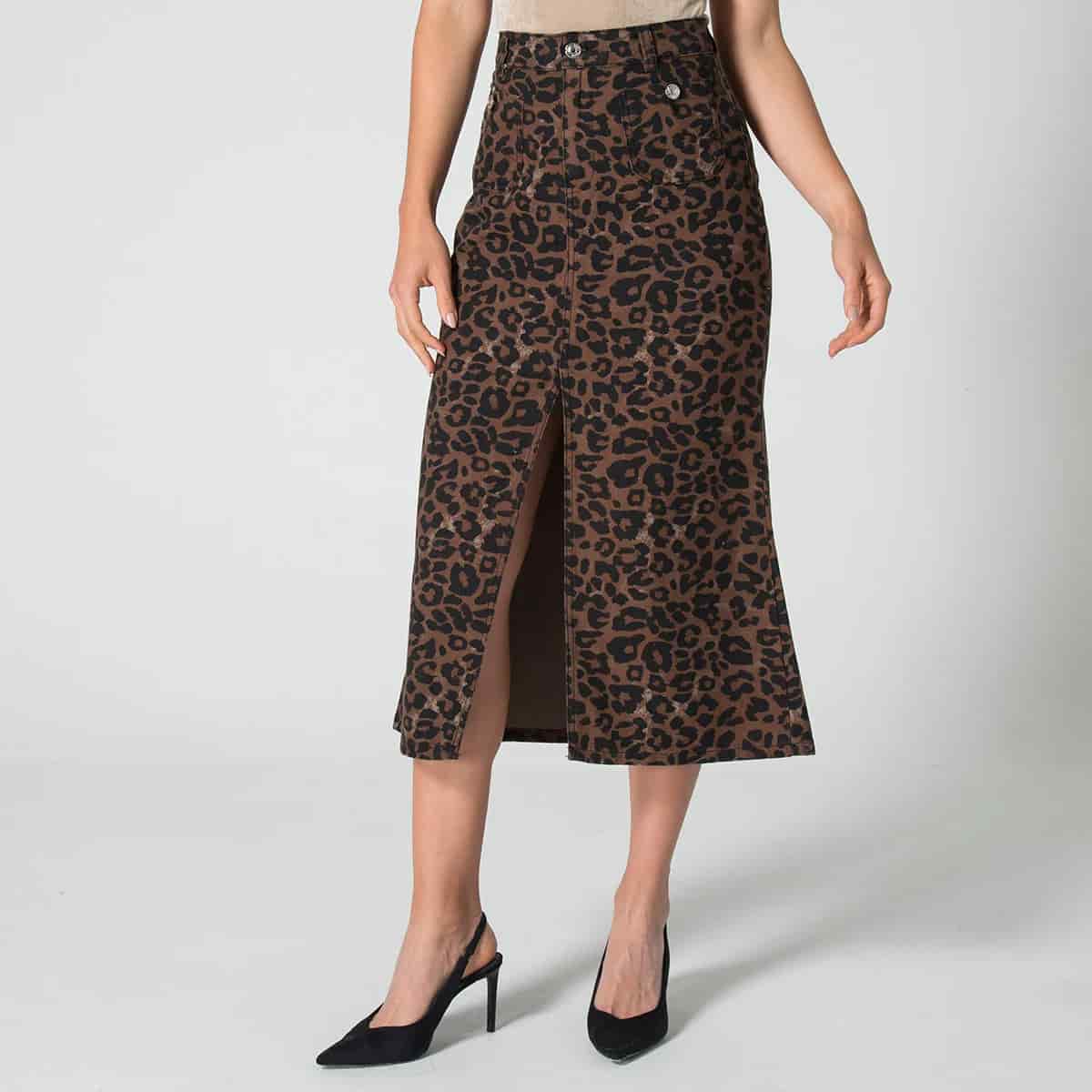 Falda Larga Slim Animal Print Midi Gadiel - miniatura 1