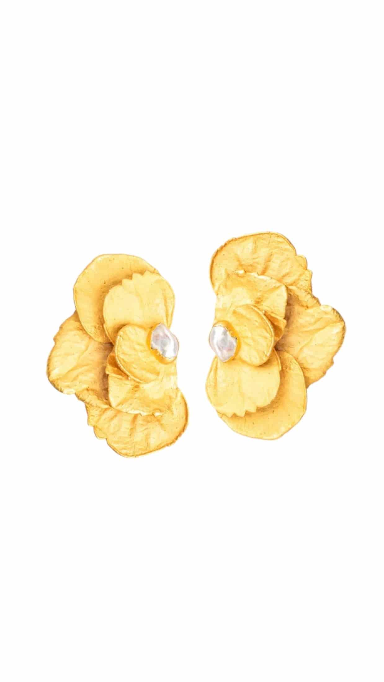 ARETES HORTENSIAS DECONSTRUIDAS CON PERLA - miniatura 1