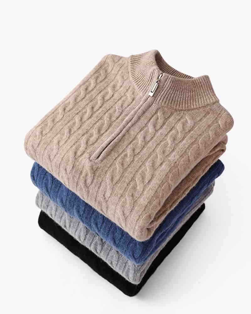 100% Cashmere Woven Half Zip - miniatura 9